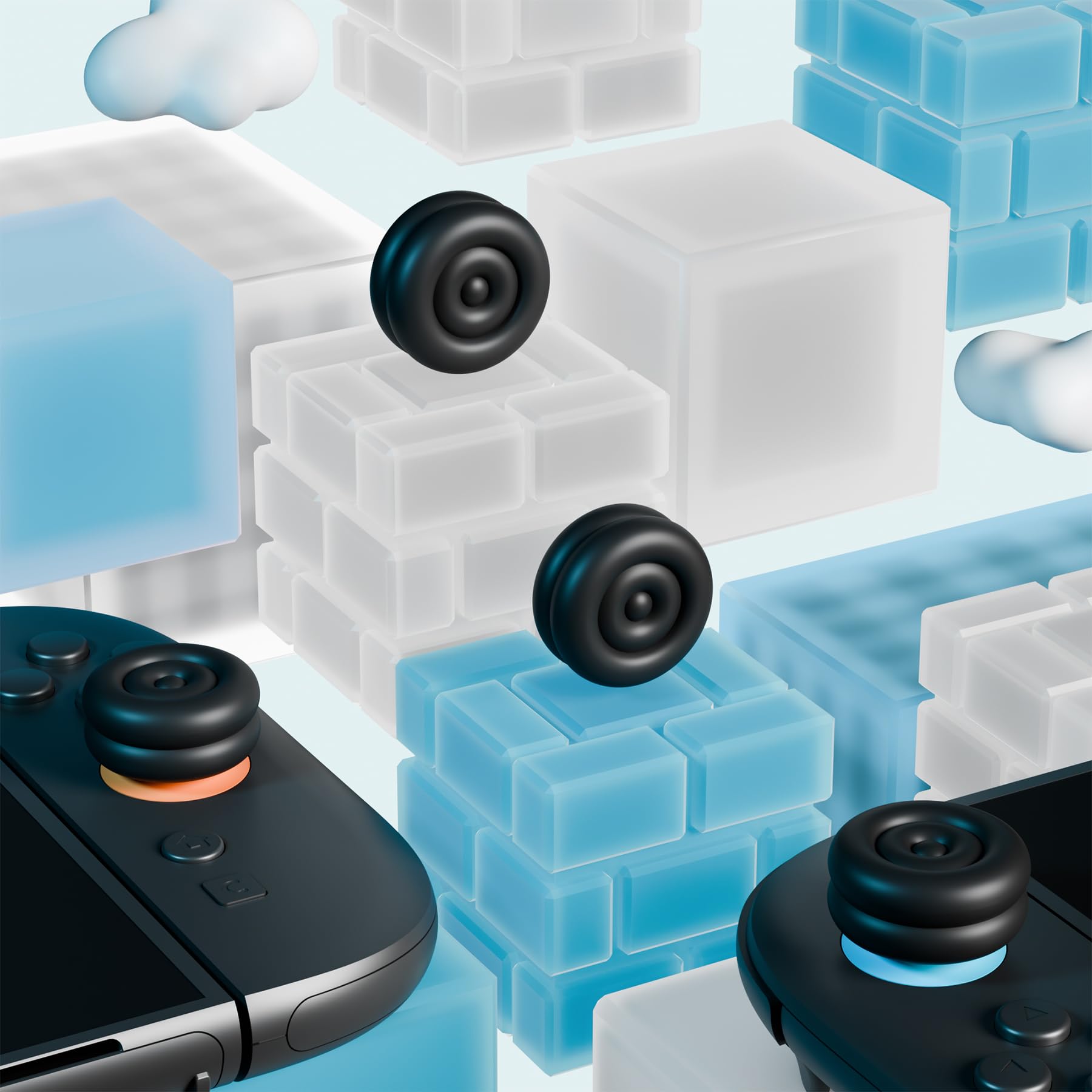 PlayVital 2 Pares de Tapas de Joystick para Nintendo Switch 2 (2025), Agarres para el Pulgar para Joycon, Protectores para Botones, Cubierta de Agarre, Accesorios para Switch 2 (Negro)