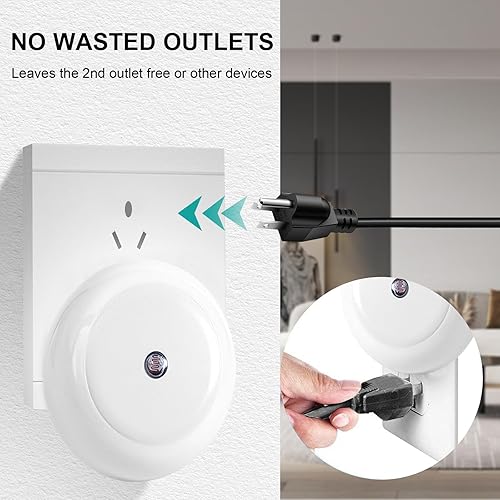 Miniatura 3 de Bornelet Paquete de 4 lámparas de noche LED con sensor de luz, luces nocturnas enchufables a la pared, luces de pared blancas frías, luz nocturna