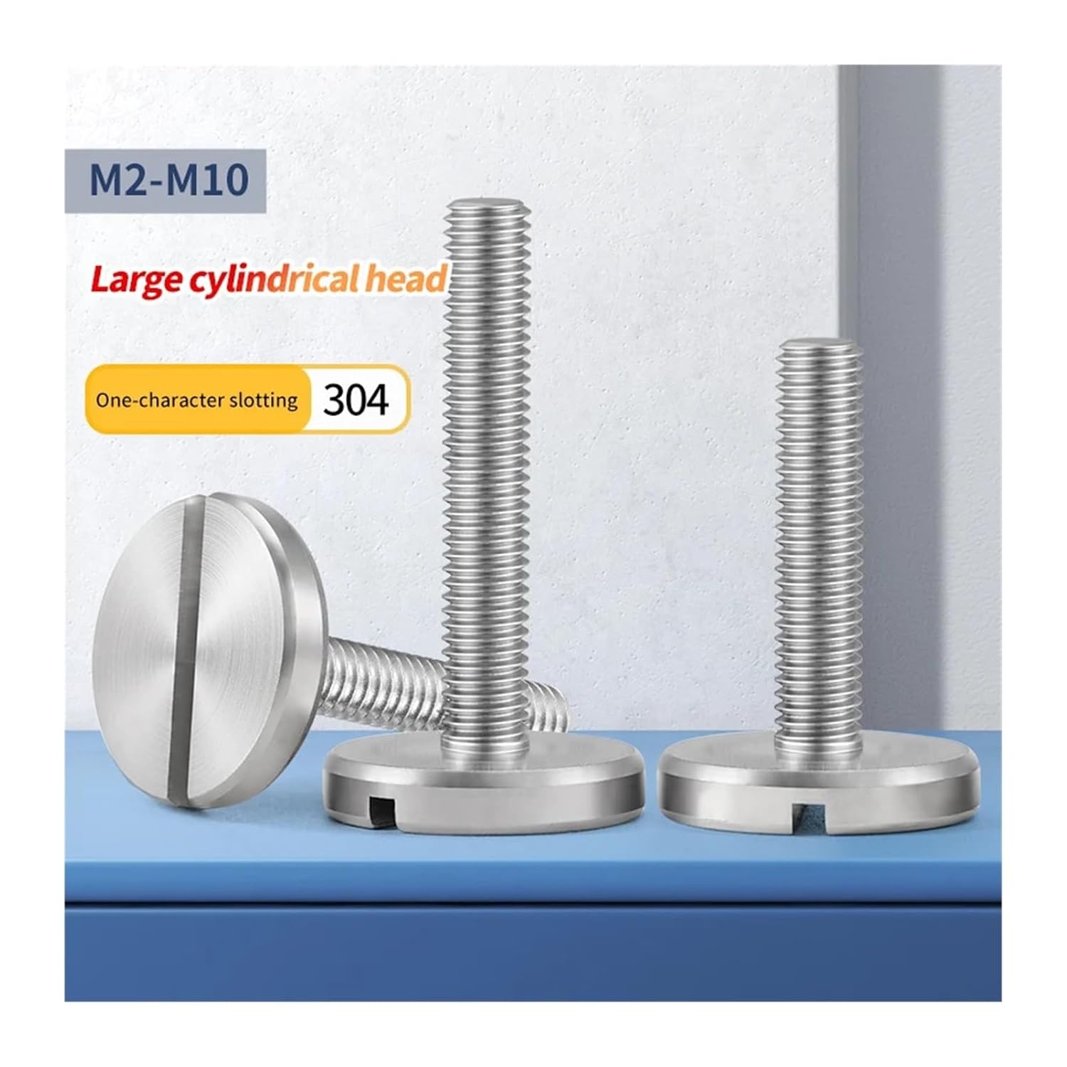 304 Stainless Steel Flat Head Large Round Screw Slotted Hand Screwed Cylinder Bolt M2 M3 M5 M6 M8 M10(M2.5x12(80pcs))