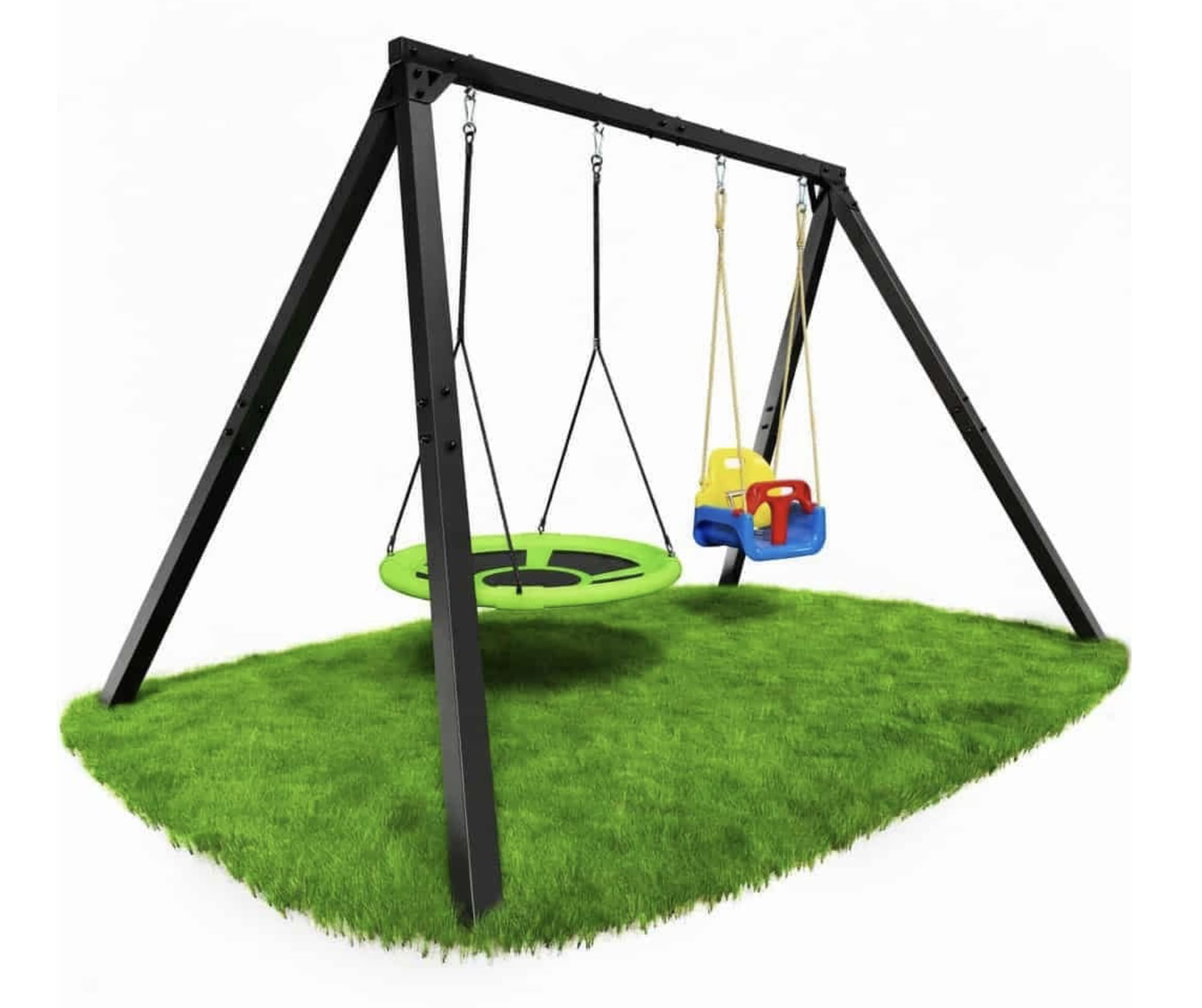 K-Sport: Doppelschaukel Gestell (Metall) I 1x Set-Schaukel 1x Nestschaukeln im Set erhalten I Schaukelgestell bis 300kg belastbar I Outdoor Schaukel I Schaukelgerüst inkl. Bodenanker I Made in EU