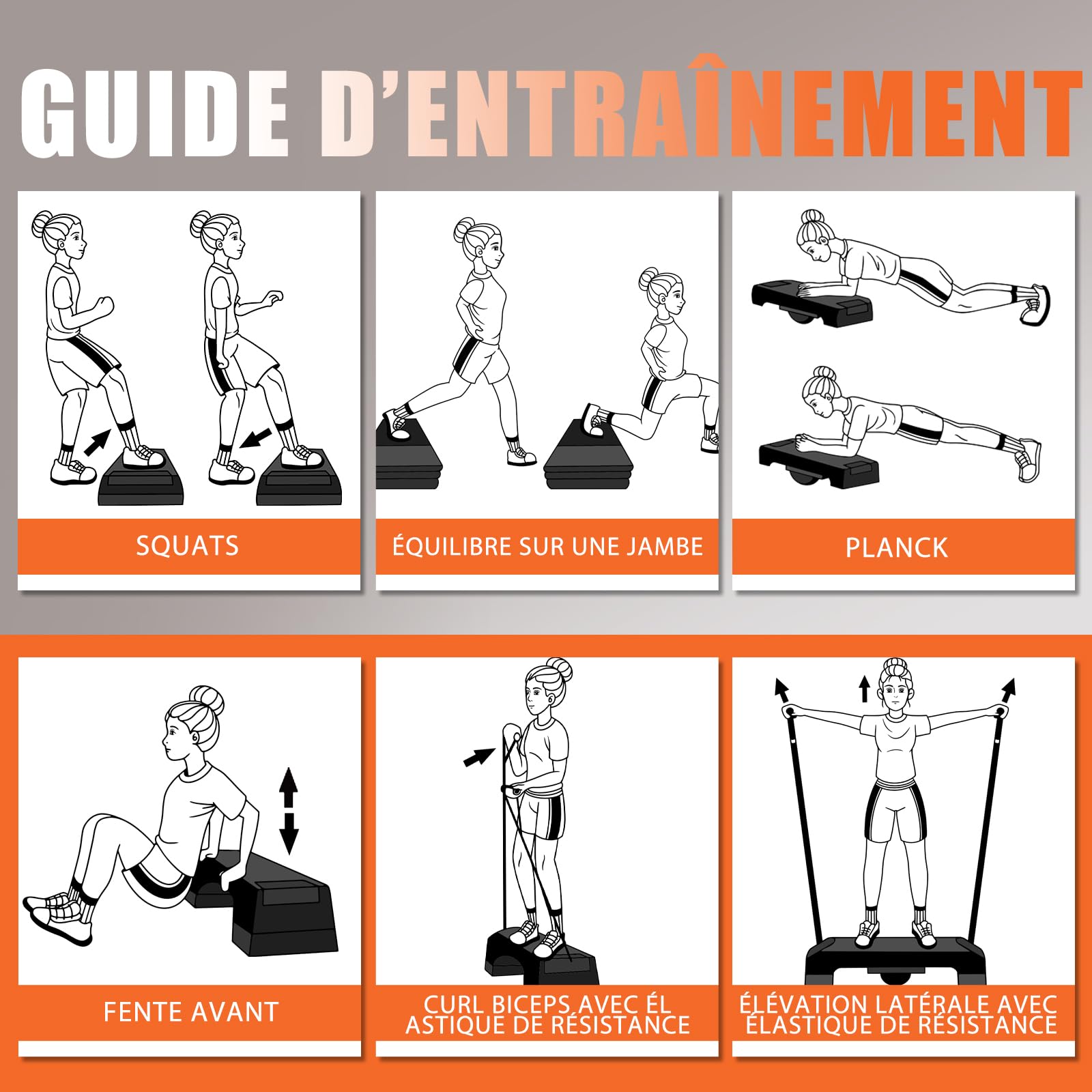 DH FitLife Stepper pour la maison | Balance Training | Planche de step réglable 10/15 cm | Stepper aérobic & Step Up | Fitness, renforcement musculaire & entraînement de coordination