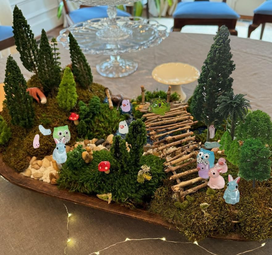 OrgMemory 55Pcs Mixed Model Trees, Resin Animals, Luminous Mini Resin Animal Figurines, Diorama Supplies, Miniature Trees - Image 3
