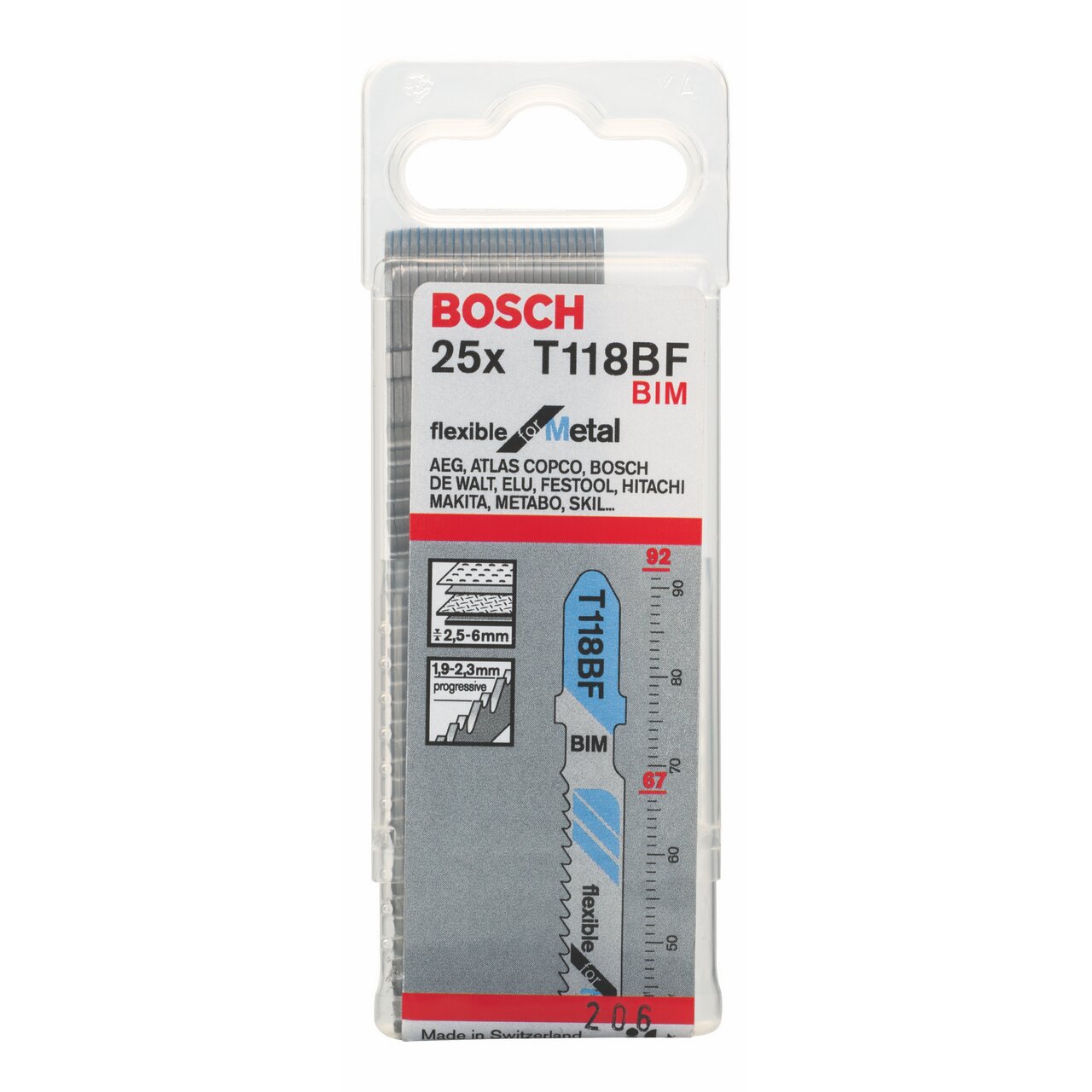 Bosch 25x Stichsägeblatt T 118 BF Flexible for Metal (für Stahlbleche, Professional Zubehör Stichsäge)