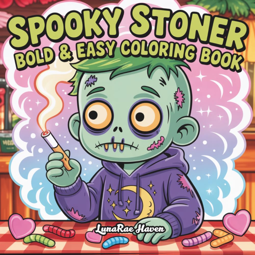 Spooky Stoner V2: Cozy Stoner Coloring Book Featuring Cute Ghosts and Creepy Skeletons In Chill High Moments For Relaxation and Stress Relief