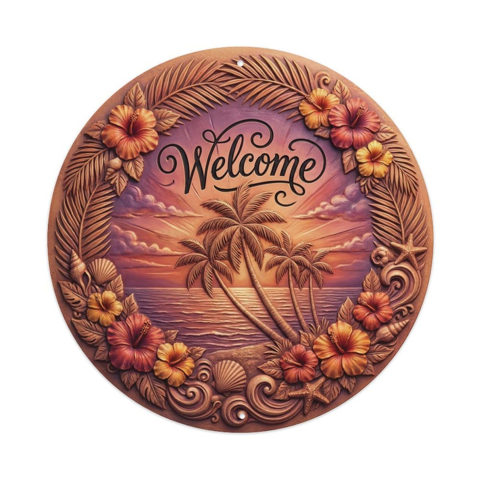 Tgrcjimh Style Metal Tin Sign Sunset Palm Welcome Island Paradise