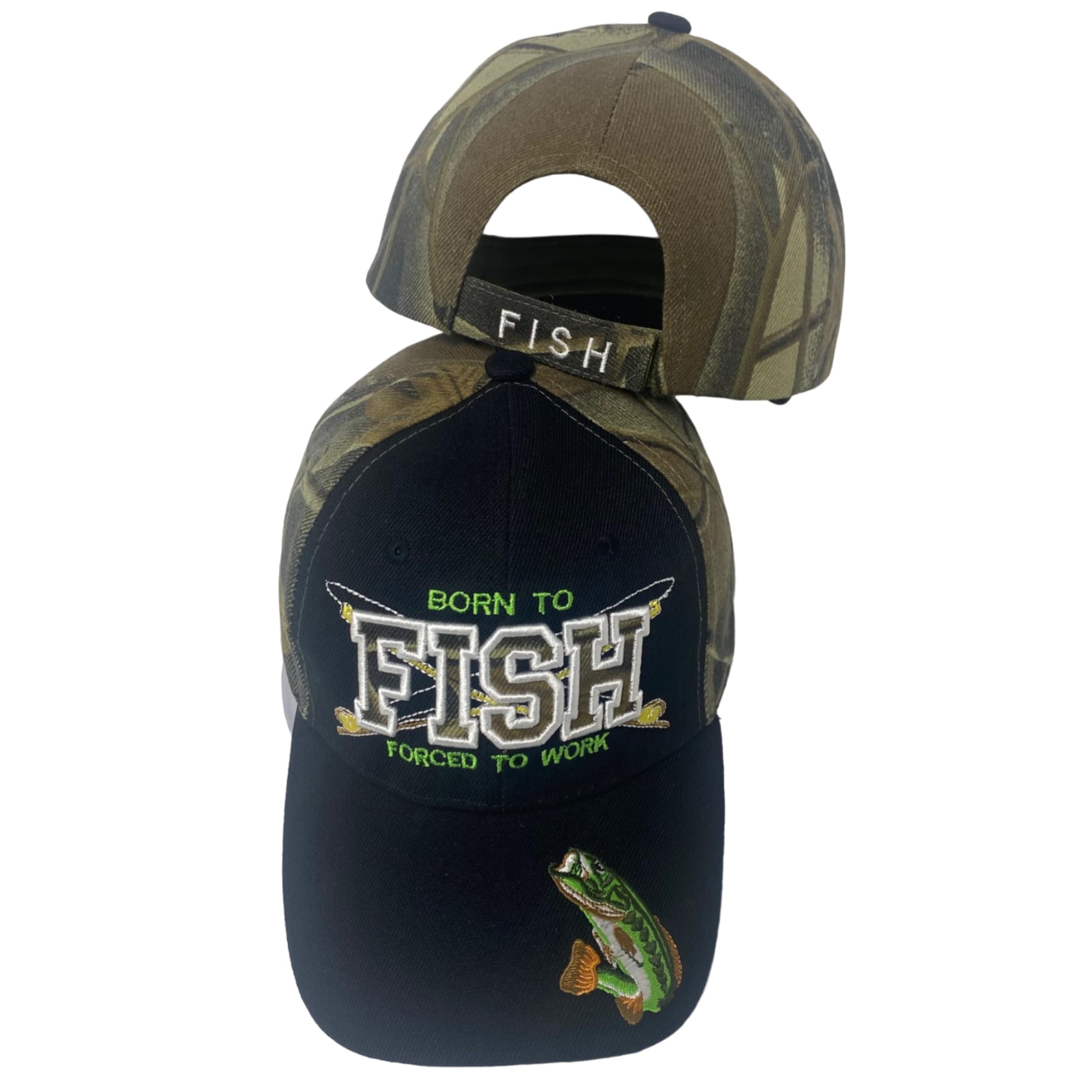 Sponsored Ad - Embroidered Born to Fish Forced to Work Adjustable Baseball Cap
