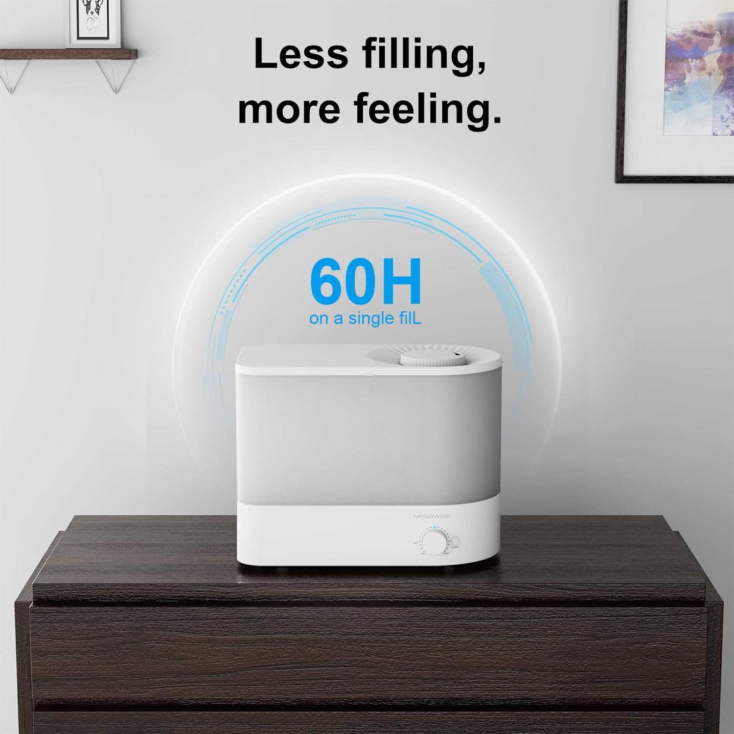 MEGAWISE 2025 Large Capacity Humidifier, 6L Top Fill Design, 50H Runtime, Ultra Quiet Large Capacity Cool Mist for Bedroom, Baby Nursery, Plants, Indoor, Easy to Clean & Fill (White)