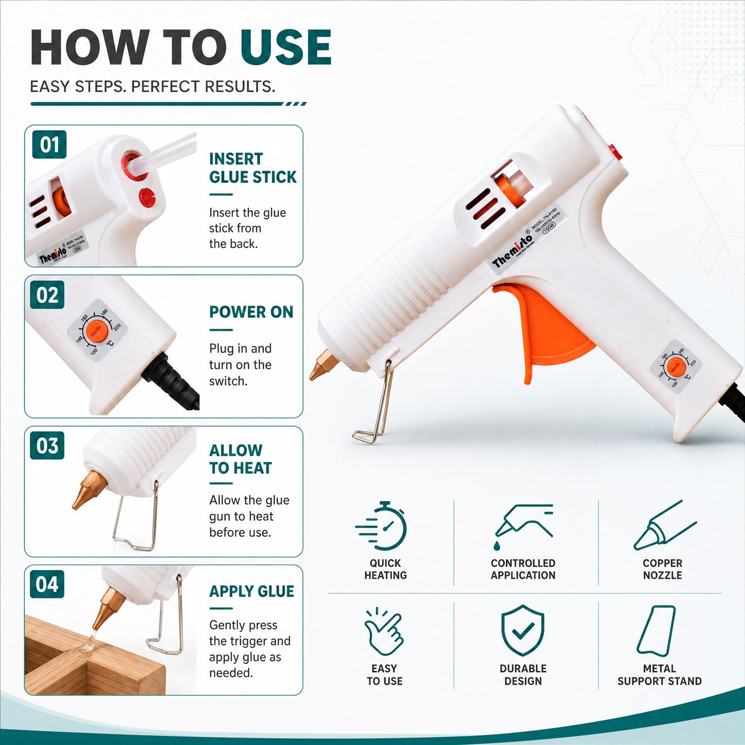 Themisto 150W Hot Glue Gun - 3 Free Sticks -3 Themisto 150W Hot Glue Gun - 3 Free Sticks -3