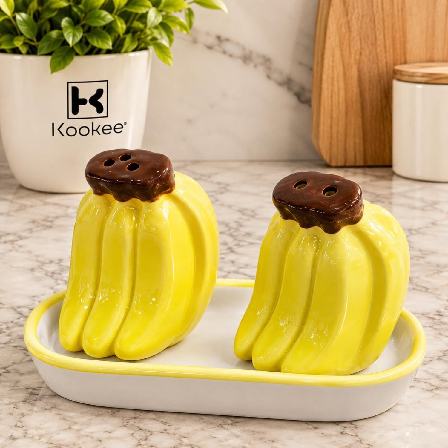 Kookee Ceramic Salt and Pepper Shaker Set with Tray for Dining Table, Orange (12369) — Amazon image 9