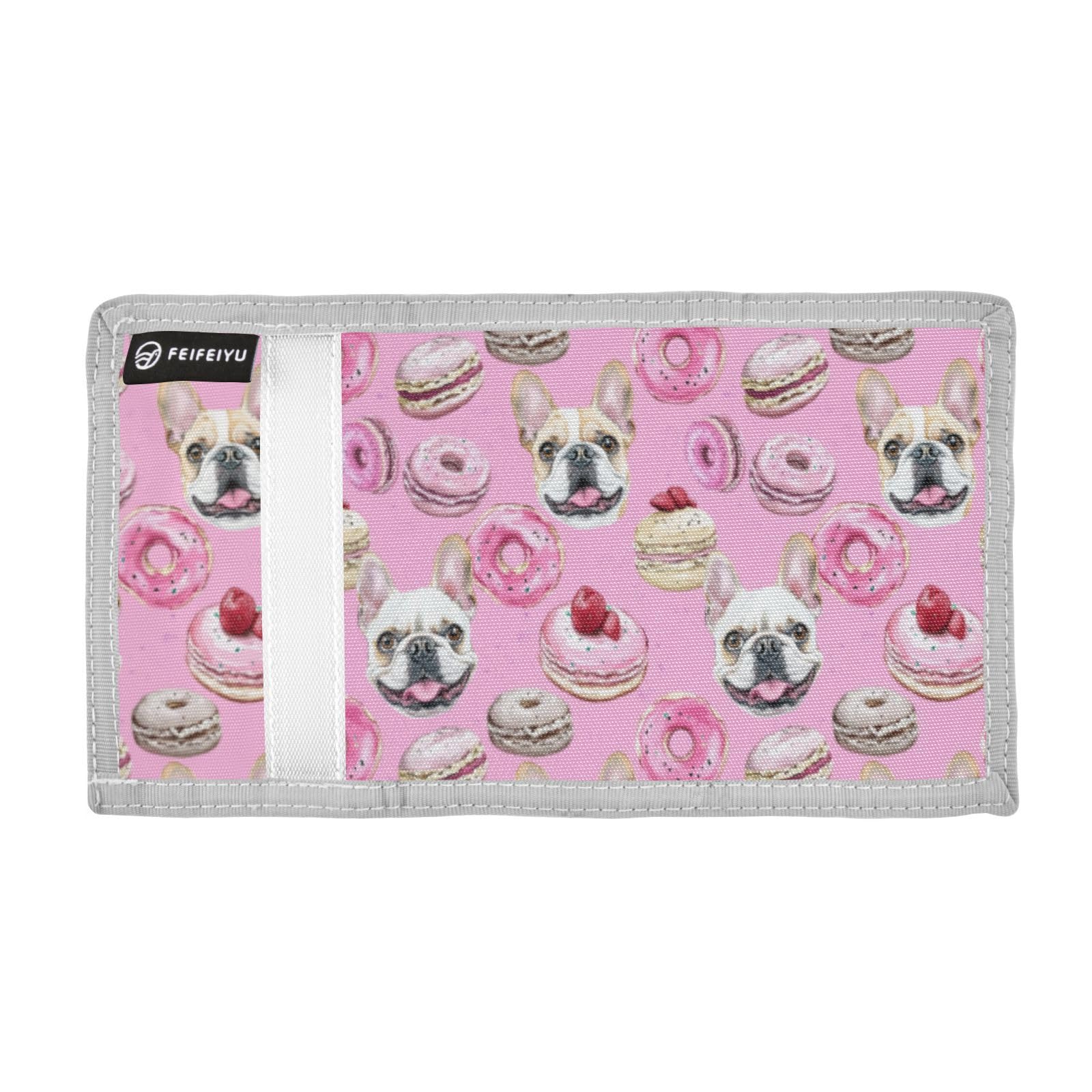 Wusikd Funny Dogs Kids Wallet for Boys Girls Pink Donuts Toddler Trifold Wallet Novelty Wallet for Teens Women Men