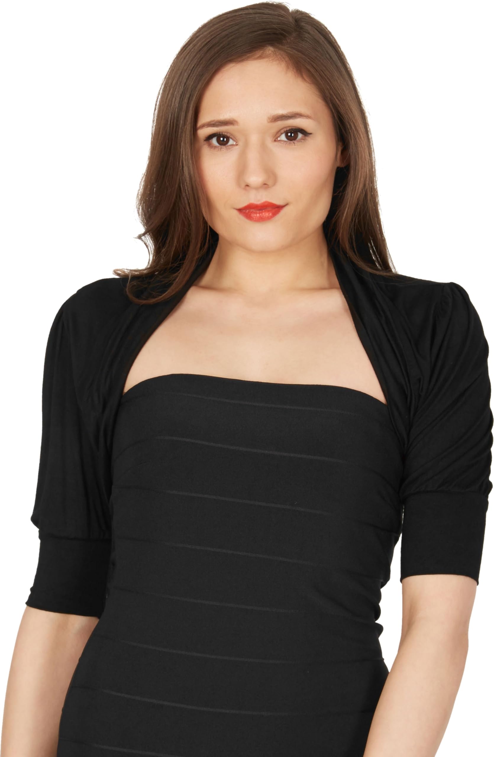 BlackButterfly Half Sleeve Bolero Shrug (Black, XL)