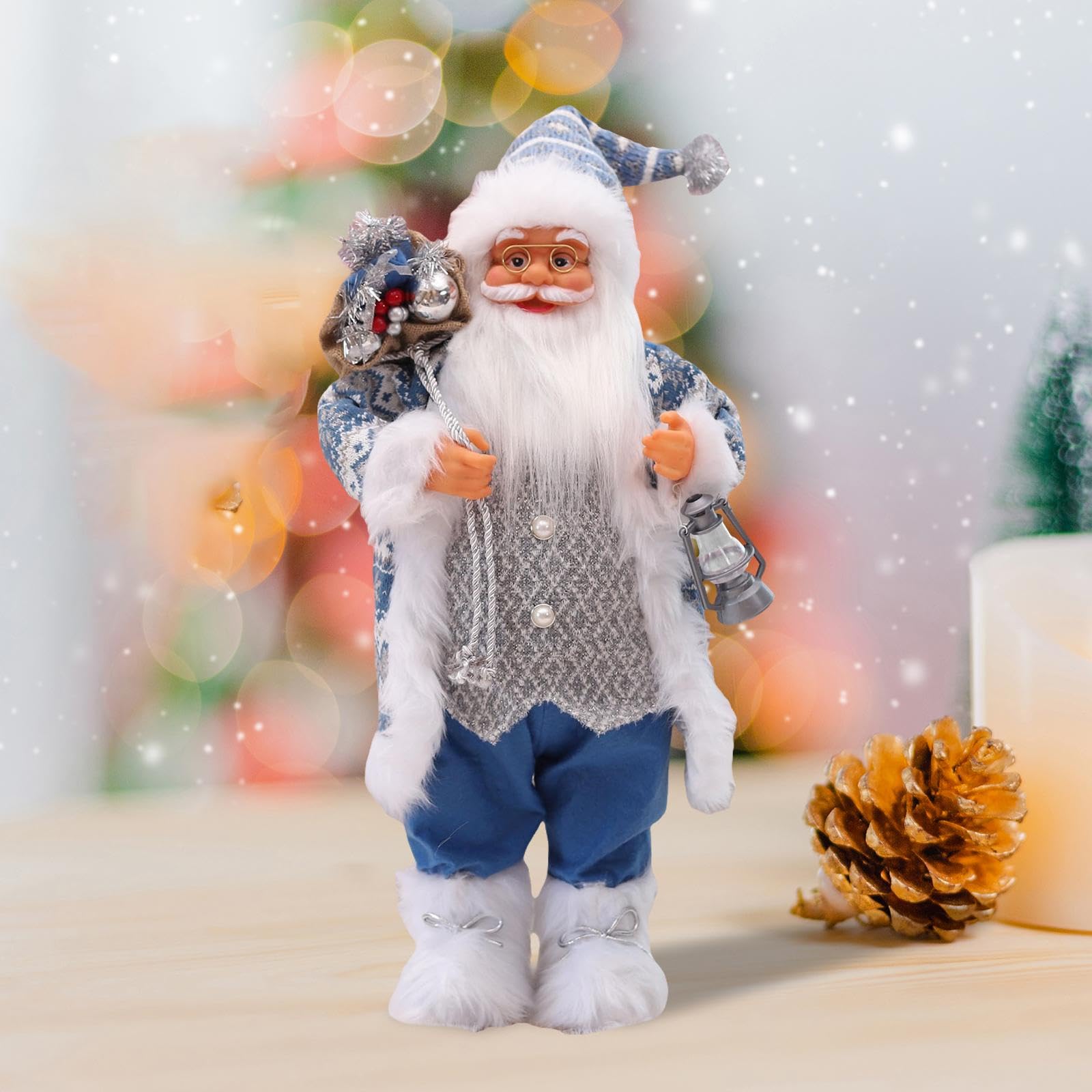 Amagogo Weihnachtspuppe, Weihnachtsmann-Figur, Weihnachtsmann, Weihnachtsmann-Figur, 60 cm/23 Zoll hoch, für die Dekoration des Weihnachtszimmers und des Kamins
