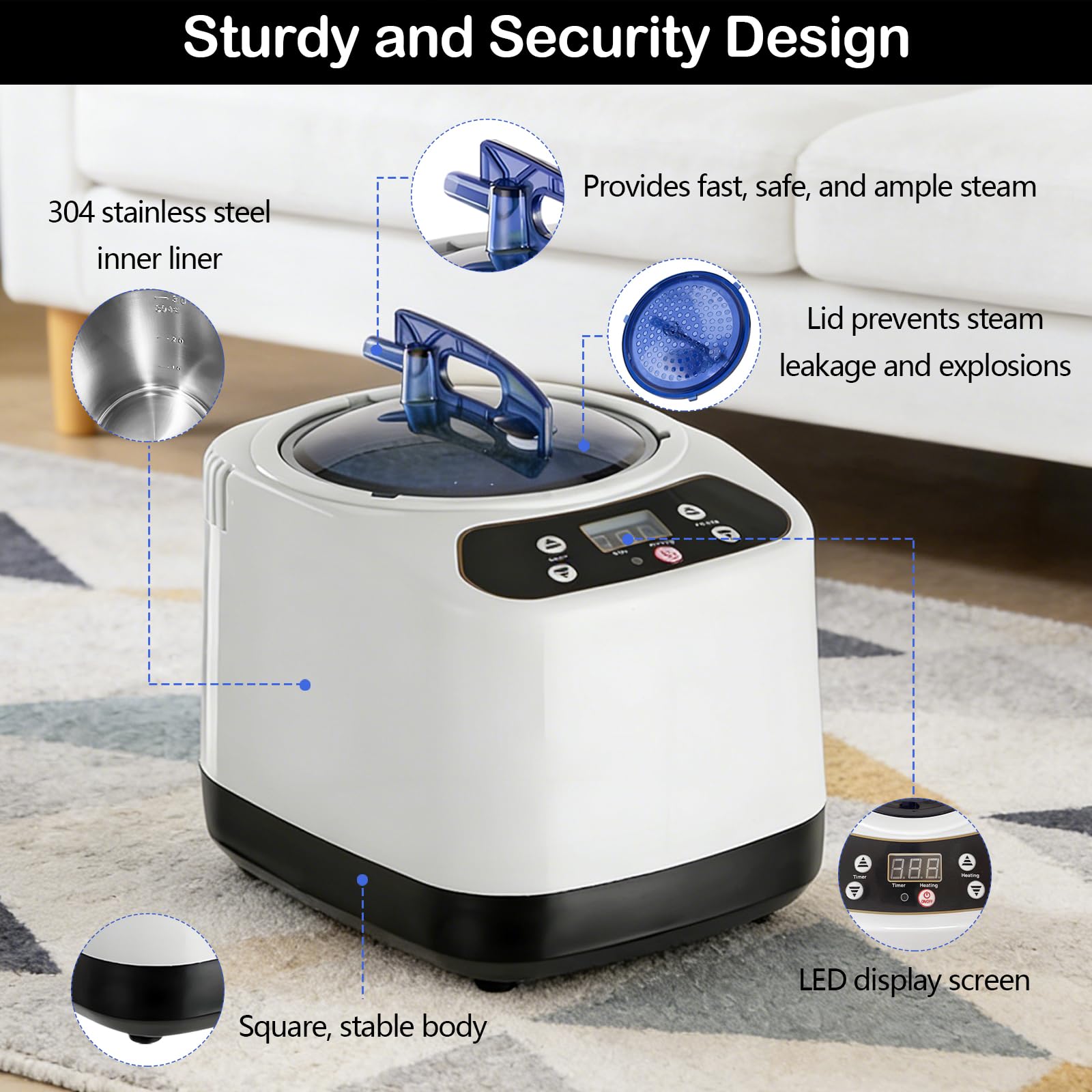 Vaporizador Portátil para Sauna, 1200W Generador de Vapor para Sauna con Mando a Distancia, 3L Generador de Vapor Hogar de Acero Inoxidable, Máquina de Fumigación para Ducha, Baño, Spa