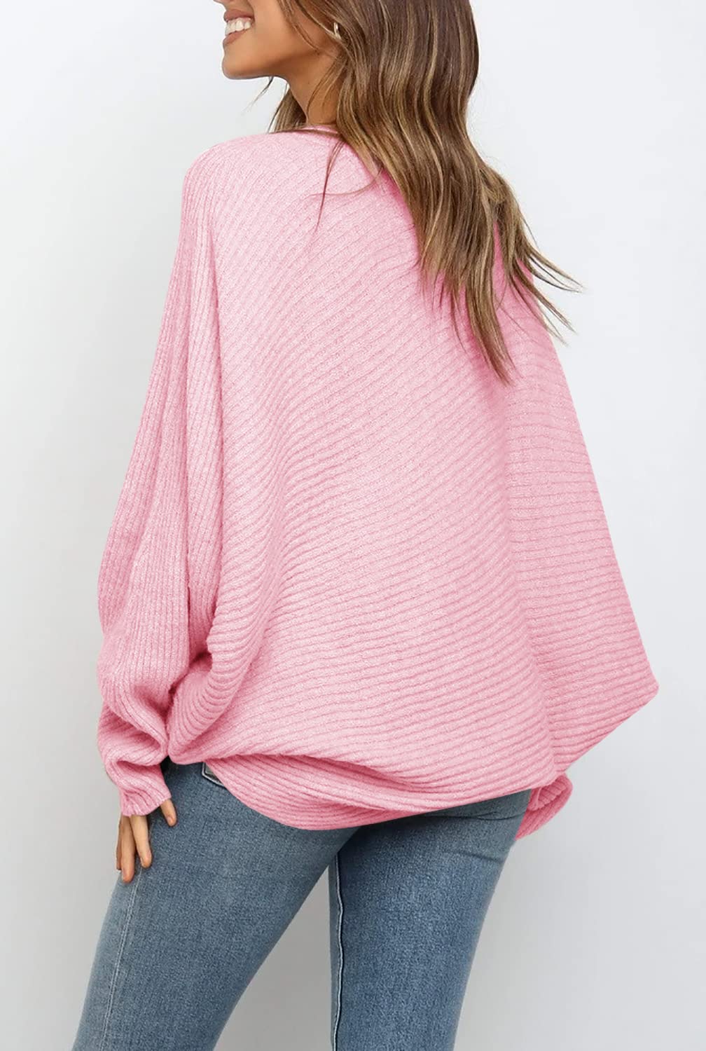 Mafulus Damen-Pullover mit Rundhalsausschnitt, Fledermausärmel, lockerer Pullover