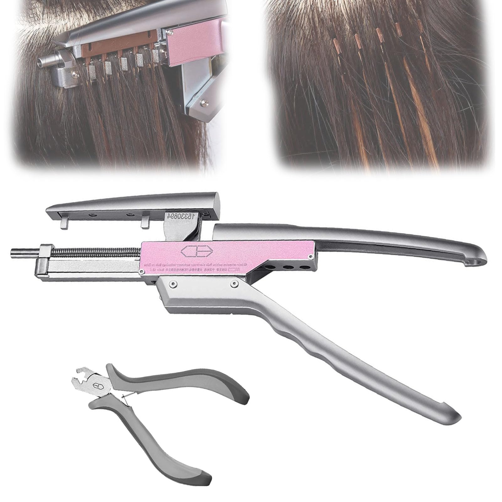 Mfydpp 6D Hair Extensions Machine Kit, 2Nd Generation Human Hair No-Trace Hair Extensions Tool,Five Bunches In A Row,With Pliers,For Salon