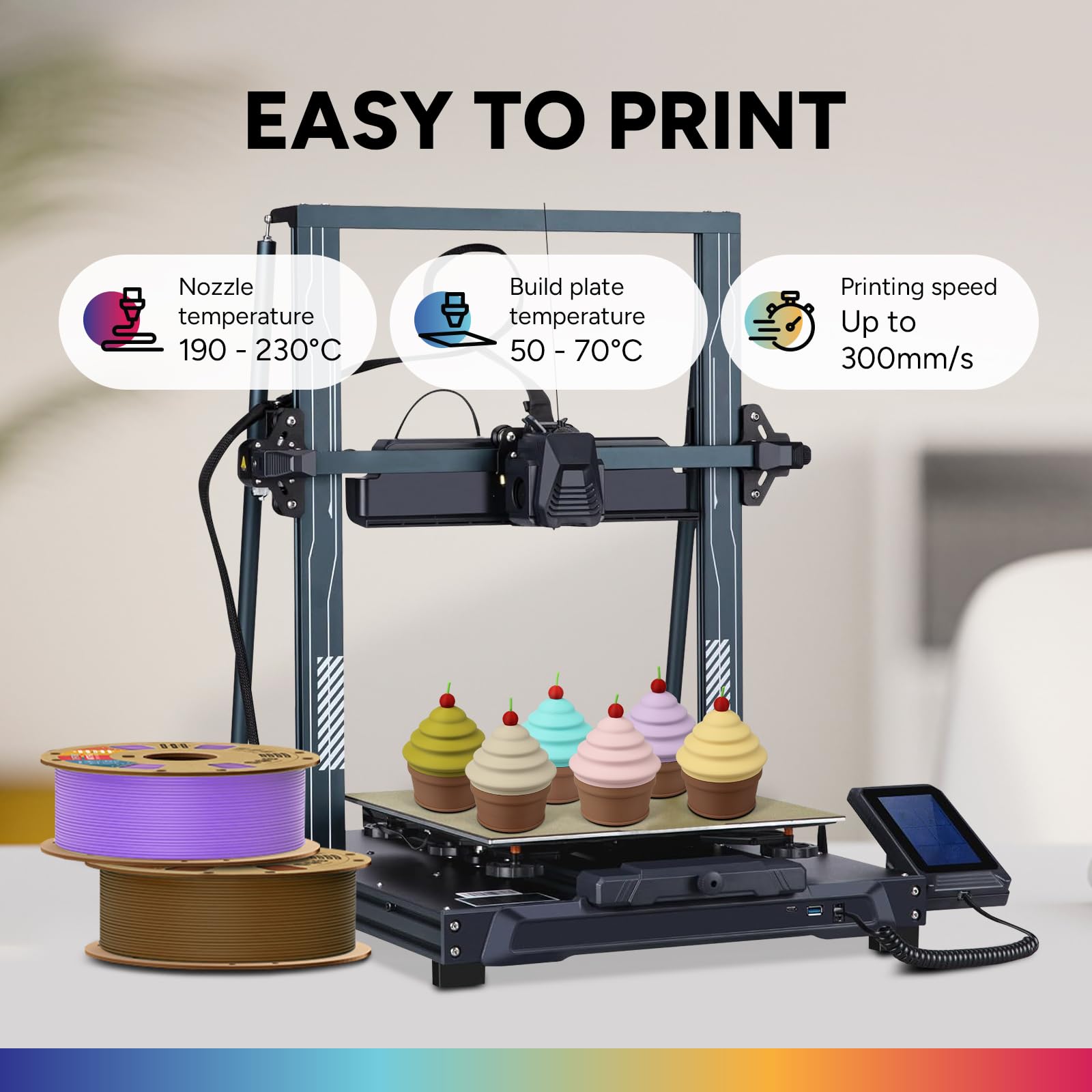 OVERTURE Filamento Matte PLA 1.75mm, 1kg Bobina (2.2lbs) Opaco PLA Filamenti per Stampante 3D, Neatly Wound Filamento Precisione Dimensionale +/- 0.02 mm, Matte Viola