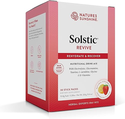 Nature's Sunshine Solstic Revive, 30 paquetes | Bebida de recuperación después del entrenamiento con vitamina C, vitamina E y calcio para apoyar la