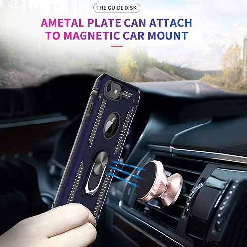 Miniatura 4 de Funda LeYi para iPhone 6S6, funda para iPhone 7, funda para iPhone 8, armadura de grado militar de doble capa con soporte giratorio de 360 grados