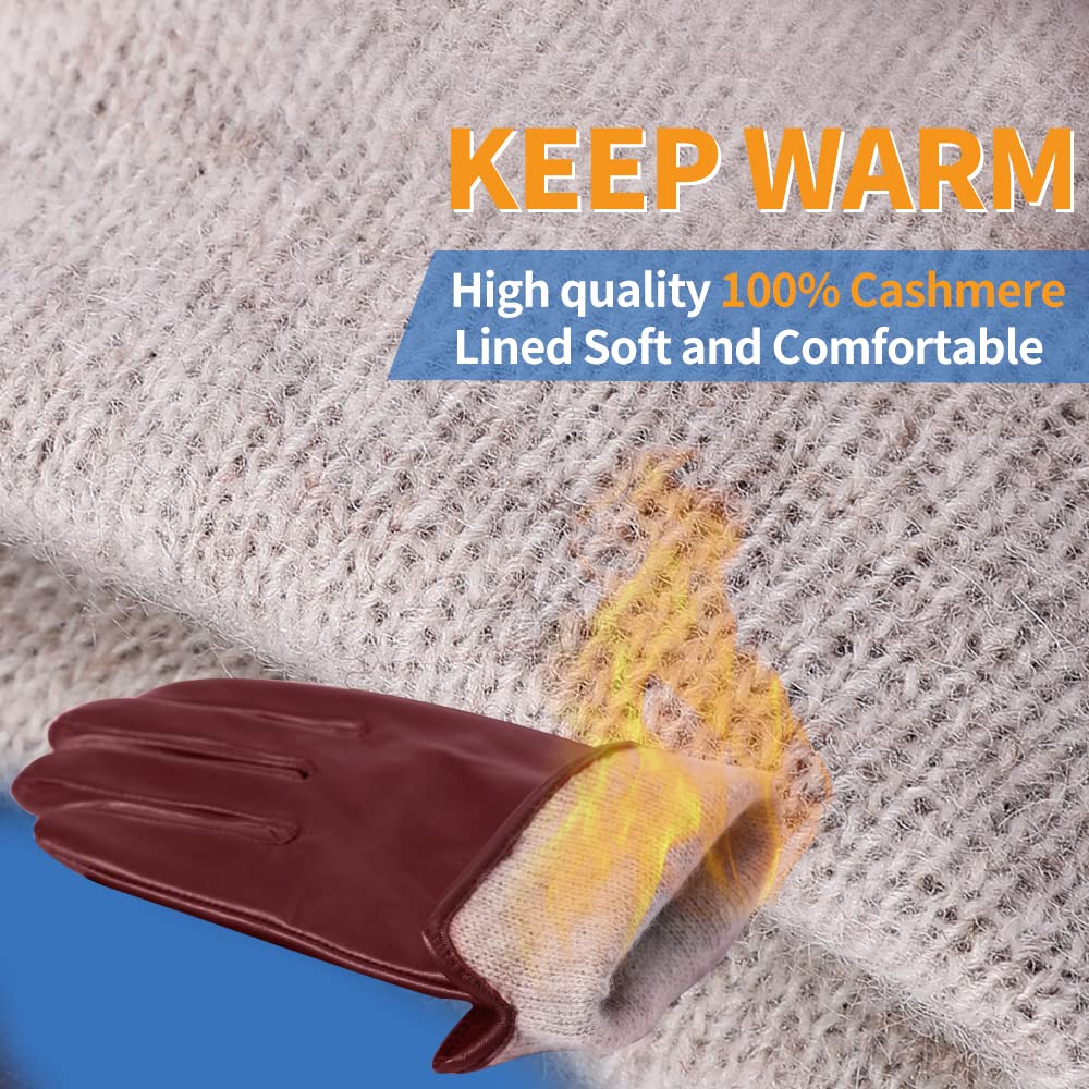 MGGMOKAY Guanti invernali in pelle per donna Guanti da guida in pelle di pecora con touch screen foderati in cashmere caldo