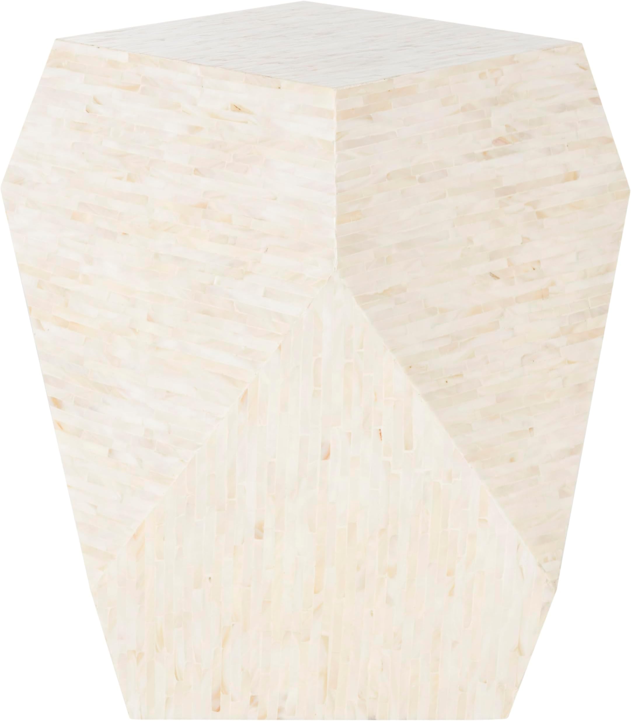 Safavieh Home Lea Multi and Light Beige Faux Mother of Pearl Mosaic Geometric Side Table