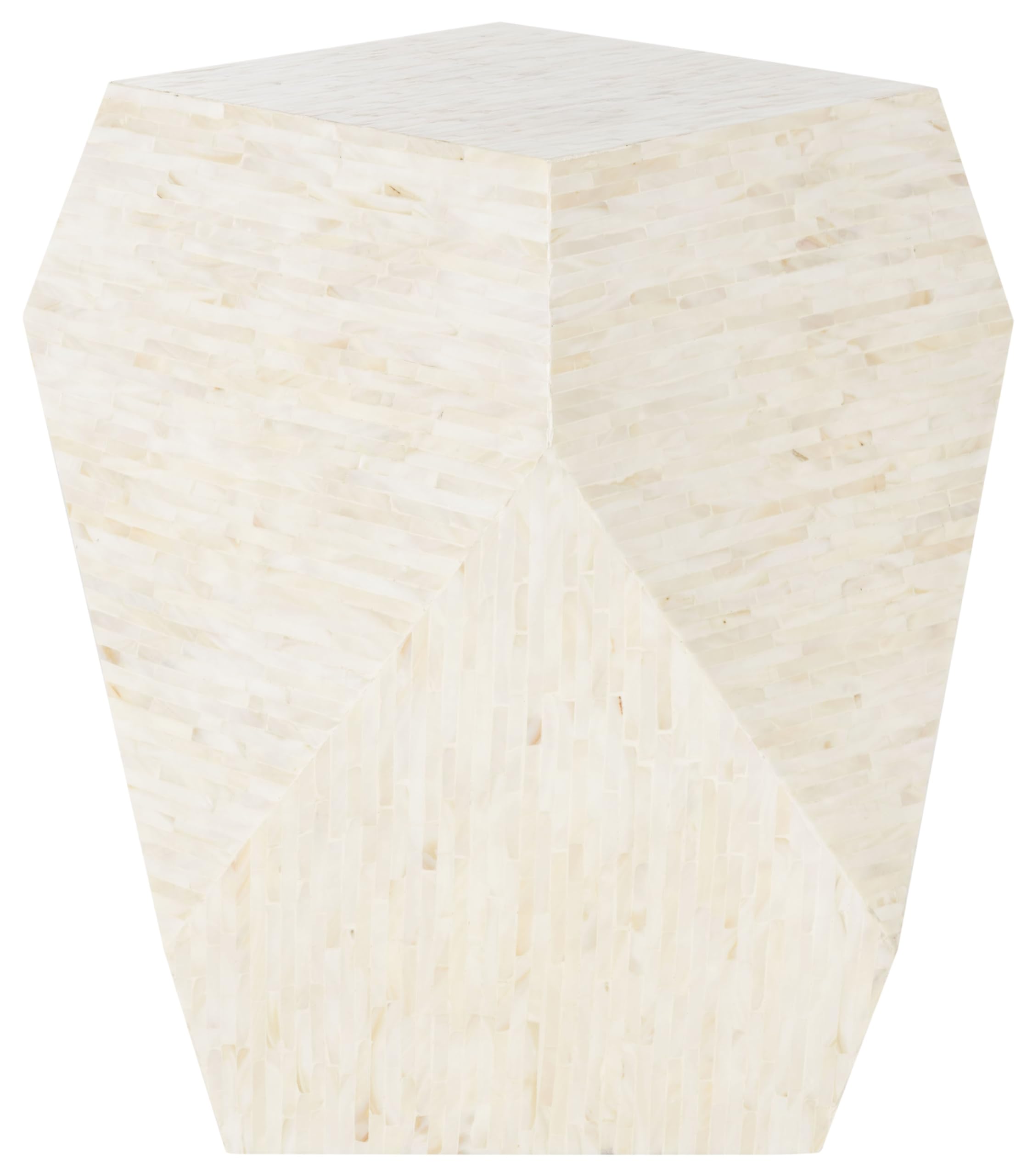 Safavieh Home Lea Multi and Light Beige Faux Mother of Pearl Mosaic Geometric Side Table