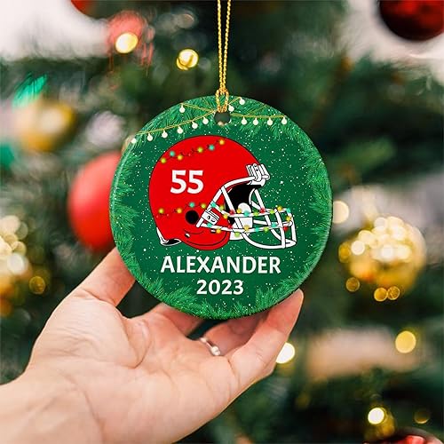 Miniatura 5 de Adorno de fútbol americano para Navidad 2023, adorno personalizado de jugador de fútbol, adorno deportivo de fútbol americano, adorno de Navidad de