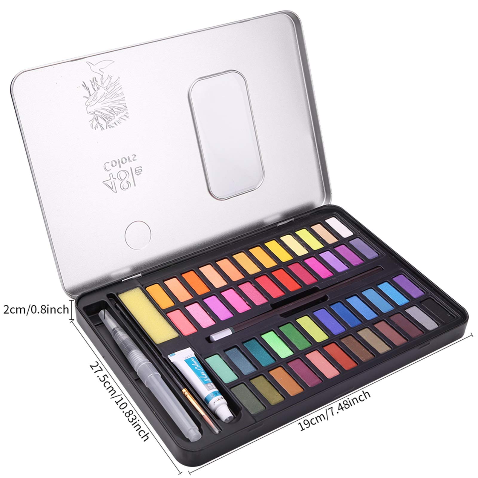 Acquerello, set di pittura acquerello, 48 colori, scatola di acquerello, solido concentrato, perfetto per l'arte di disegno principiante, gli amanti e gli artisti professionisti
