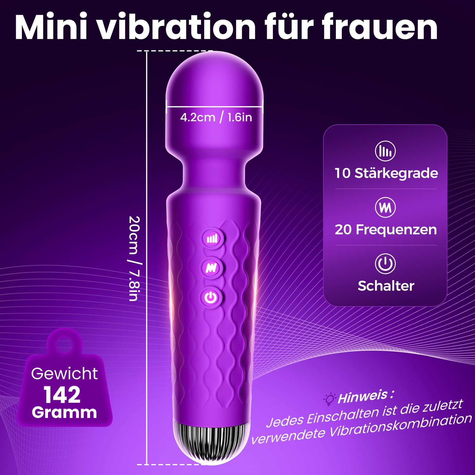 Gobeken Vibratore don, dildo con di vibrazione, sex toys vibratoreper don professiole 20 frequenze 10 intensità di vibrazione, vibratoriper donne sexytoysys don viola, vibratoreper don clotoride