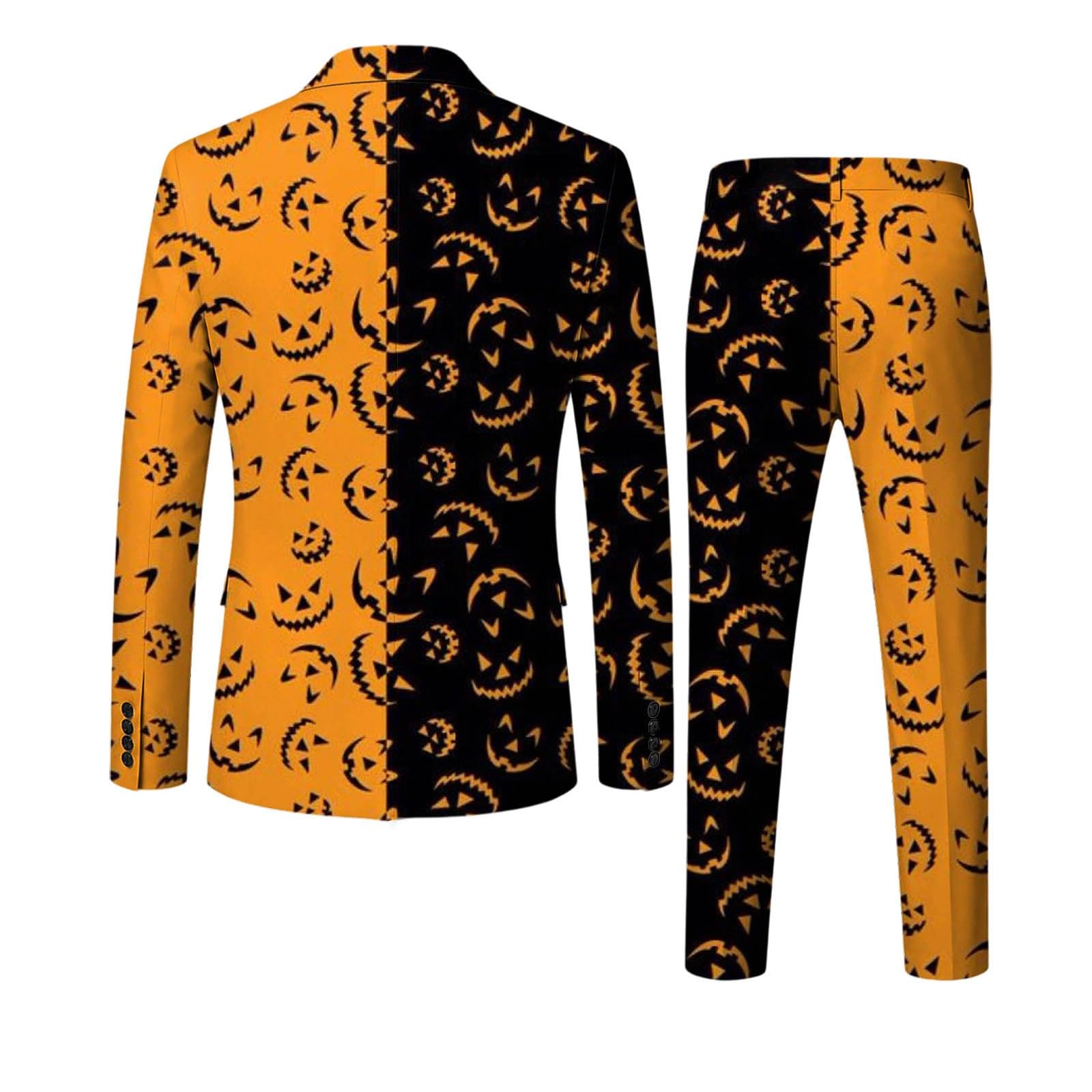 Tuta da uomo in 3 pezzi, motivo gotico con zucca e teschio, per Halloween | Tuta da uomo slim fit, moderna, con 2 bottoni, giacca, pantaloni e cravatte, per lavoro, matrimoni, feste, carnevale
