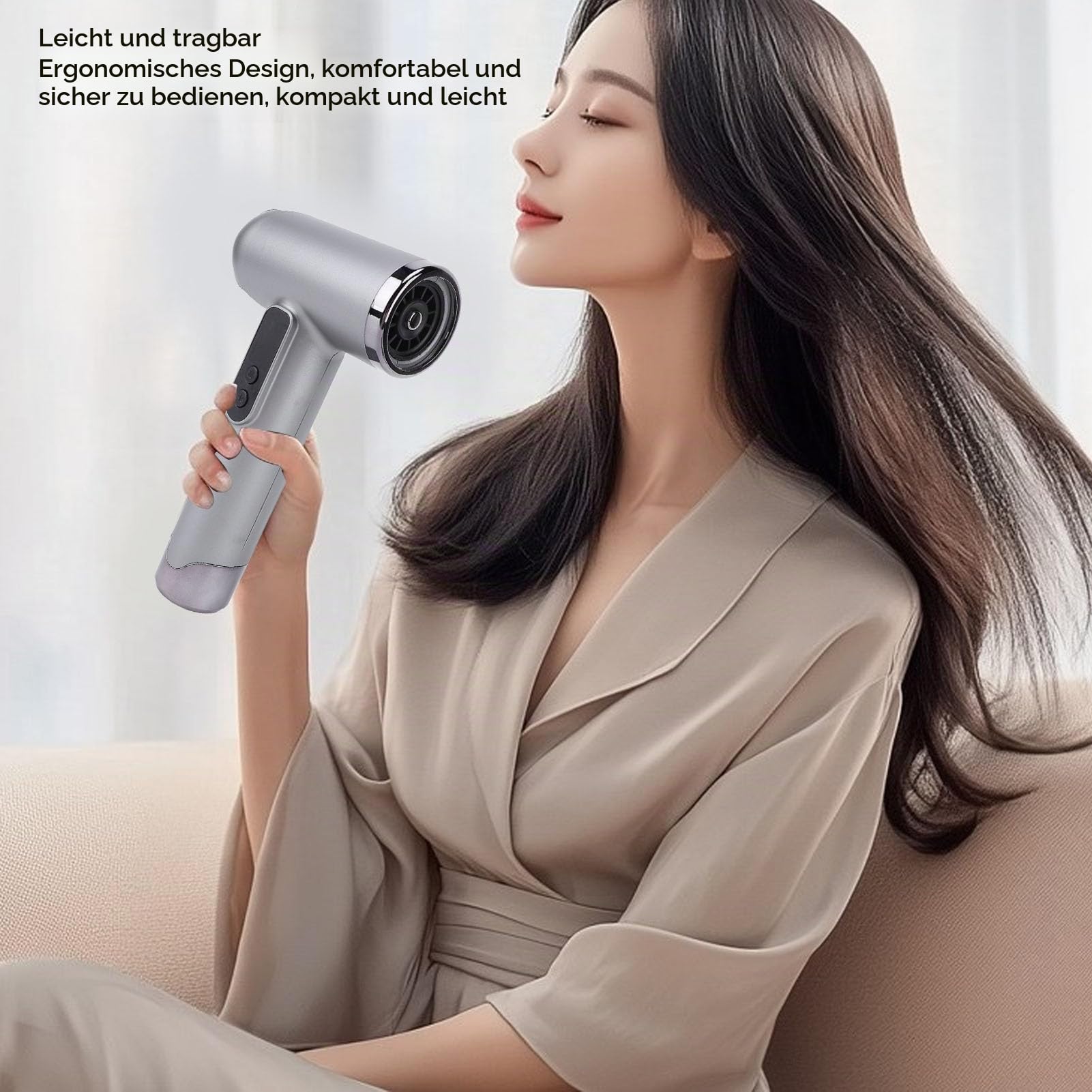 Kabelloser Haartrockner für Frauen Männer USB kabellos wiederaufladbar Föhn Reiseföhn Kalter Heißer Wind Styling Für Wohnheim Studenten Zuhause Reisen (Grau)