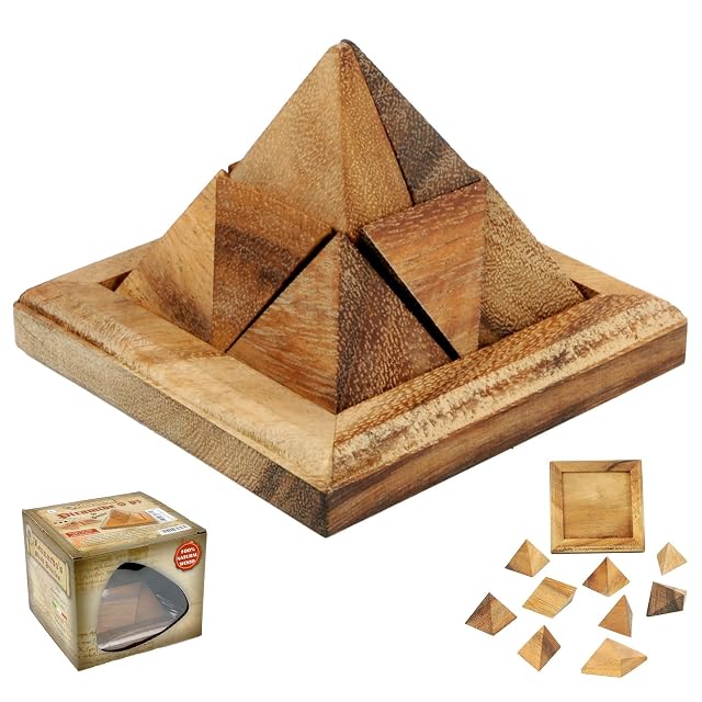 Logica Juegos Art. Pirámide 9 pzs - Rompecabezas de Madera 3D - Dificultad 3/6 Dificil