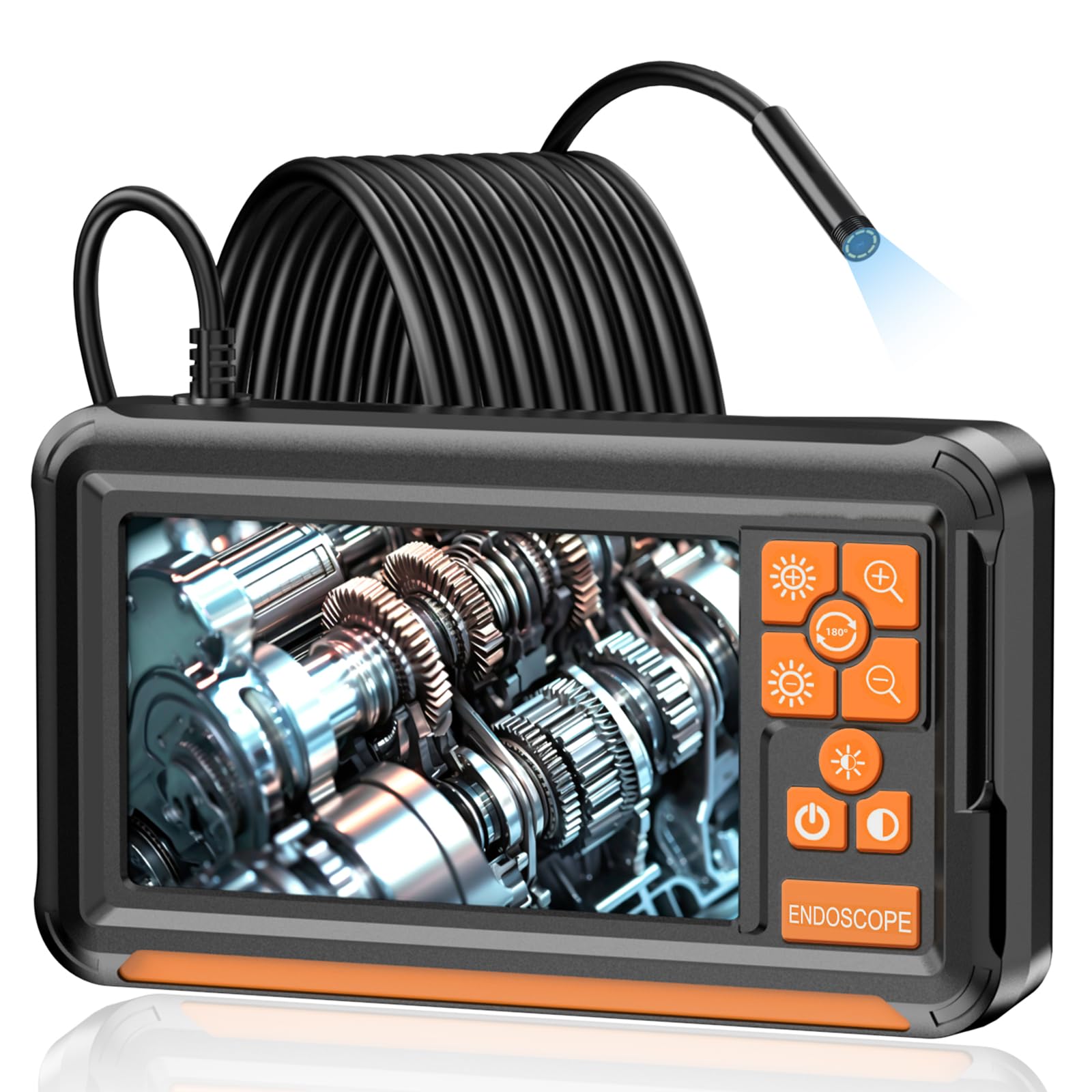 Dcotivyz Caméra Endoscopique, 1080P HD Ecran IPS 4.3 Pouces Endoscope avec Smart-Chip, Zoom 2X, IP67 Camera Inspection Canalisation à Étanche IPS de 4.3 Pouces, Câble Semi-Rigide de 2M - 2