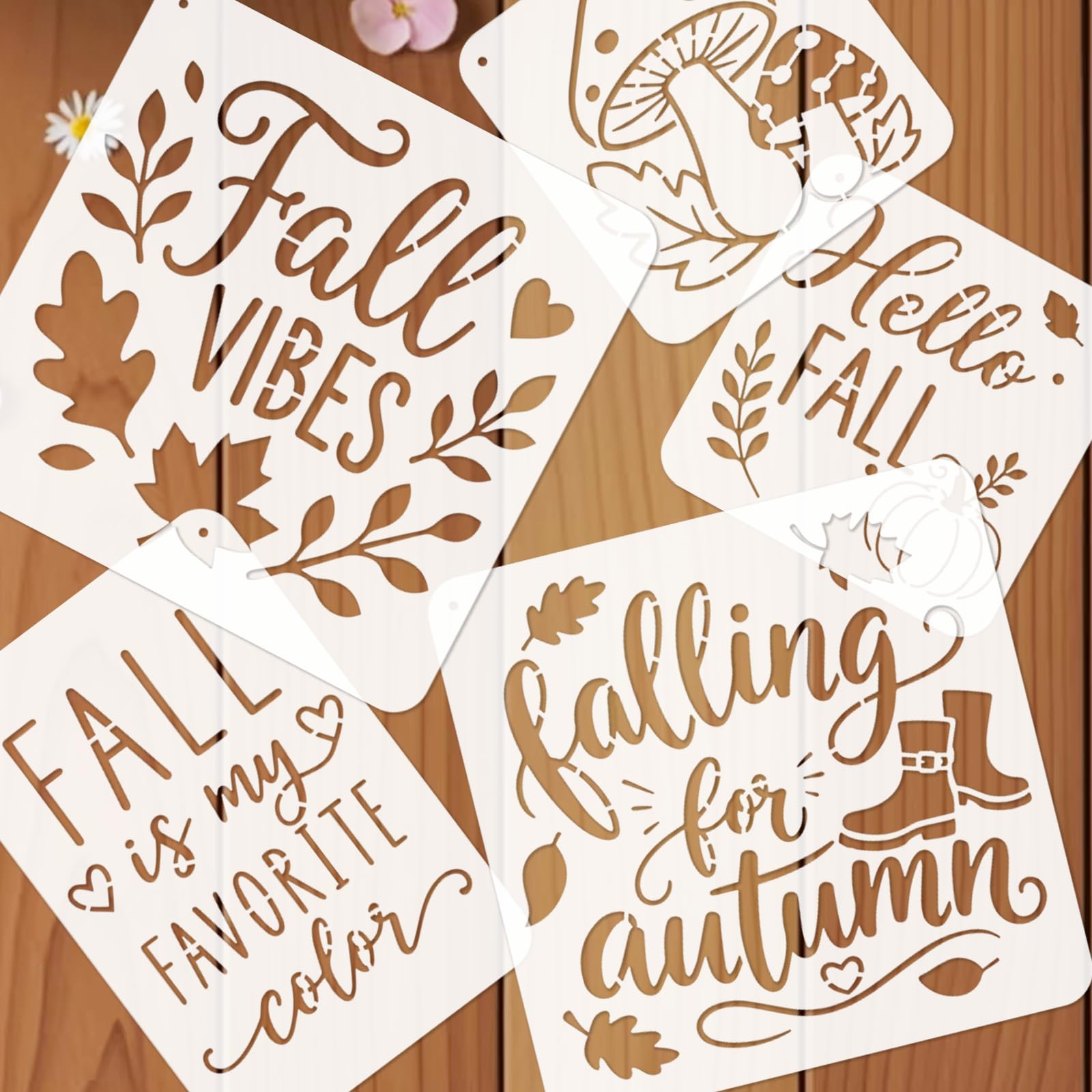 14 plantillas de cosecha de otoño para pintar, plantillas de pintura reutilizables, hojas de calabaza, plantillas de arte para la pared, lona, muebles, tela y decoración de manualidades