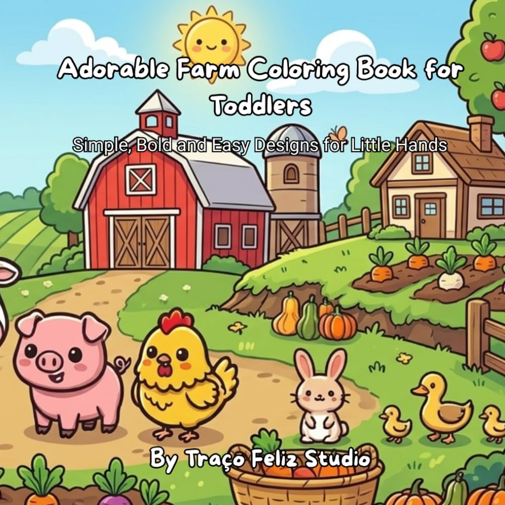 Adorable Farm Coloring Book for Toddlers: Simple, Bold and Easy Designs for Little Hands