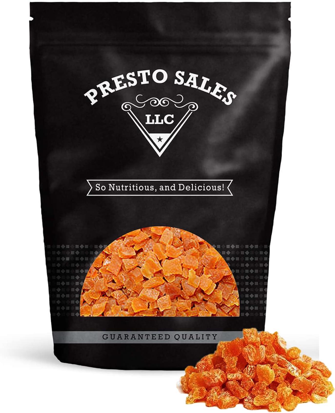 Presto Sales Apricot, Fancy chopped, Sweet Turkish, 128 oz. | No added sugar, Dried fruit, Snack | Dietetic, Vegan, Intense Flavor, Burst of Energy, 1 Choice | Resealable 8 lbs. Bag