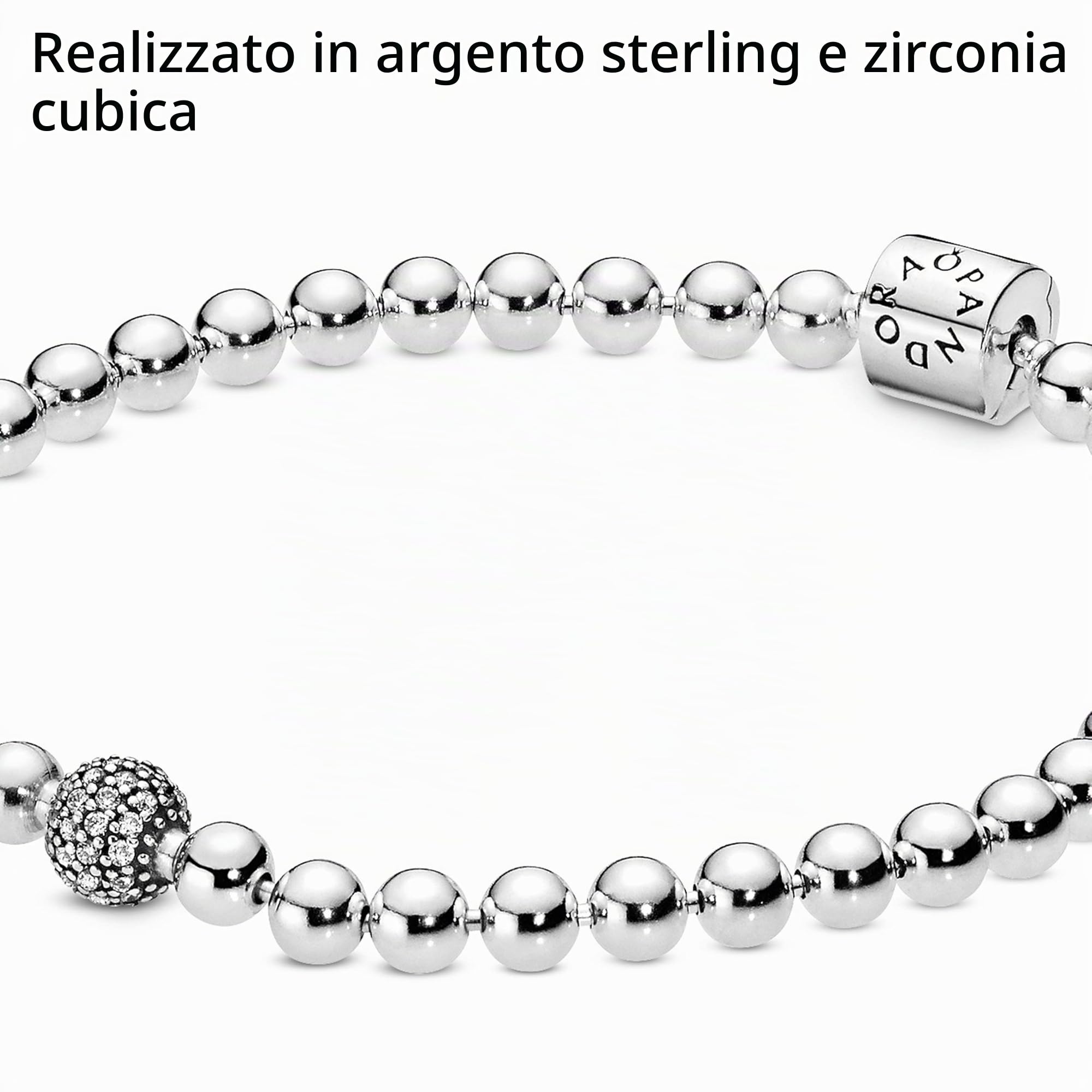 PANDORA Purely - Bracciale sfere e pavè in argento sterling, con pietre di zirconia cubica