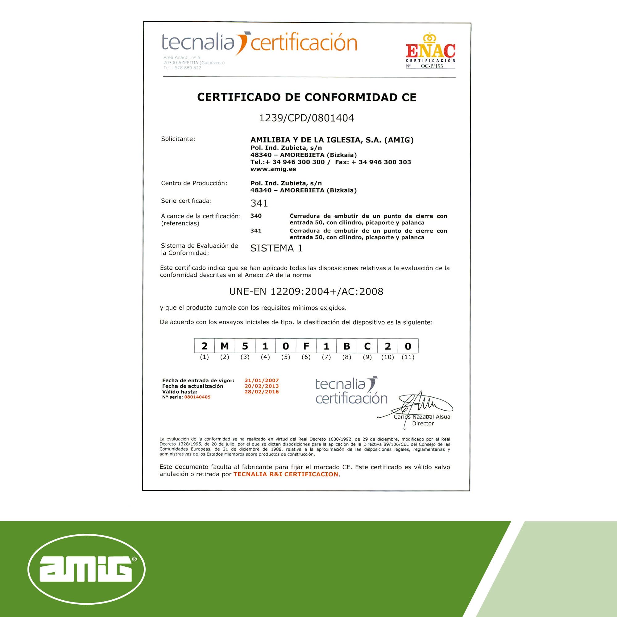 Amig - Serrure à encastrer Mod.340 avec cylindre - Serrure de sécurité pour porte en bois - Fermeture fiable et installation facile - Axe 50 mm - Acier - Finition nickelée