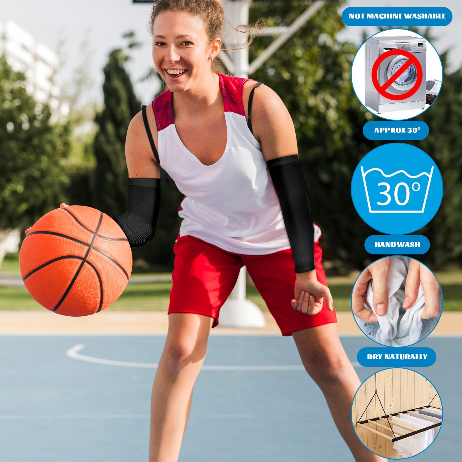 Lot de 3 paires de manchons de sport pour enfants, respirants, pour l'été, anti-UV, protège-bras de jeu, pour garçons et filles, protège-bras de basket-ball