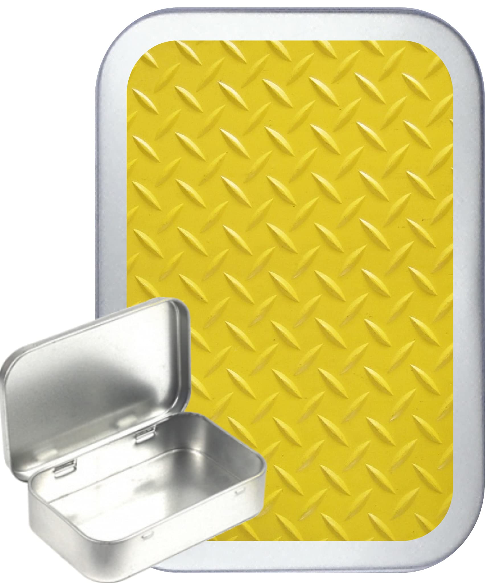 Teez Silver Yellow Metal Design Hinged Tin,Small 50Ml Tin, Pill Tin, Pocket Tin, Gift Box, 1Oz Tobacco Tin, Herb Tin
