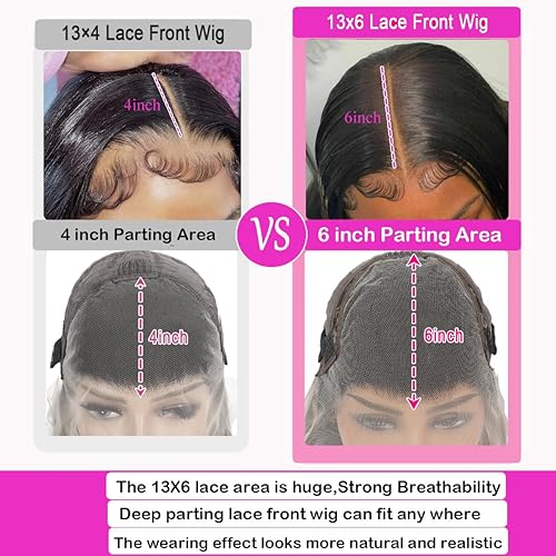 Miniatura 5 de IUPin Pelucas de cabello humano ondulado con encaje frontal HD de 250 % de densidad, sin pegamento, prearrancadas de 13 x 4, peluca de cabello