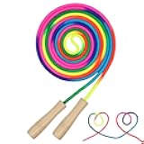 16 FT Long Jump Rope for Kids, Adjustable Double Dutch Skipping Rope with Wooden Handle, Multiplayer Team Jumping Rope for Outdoor Fun, School Sport, Party Game, Birthday Gift