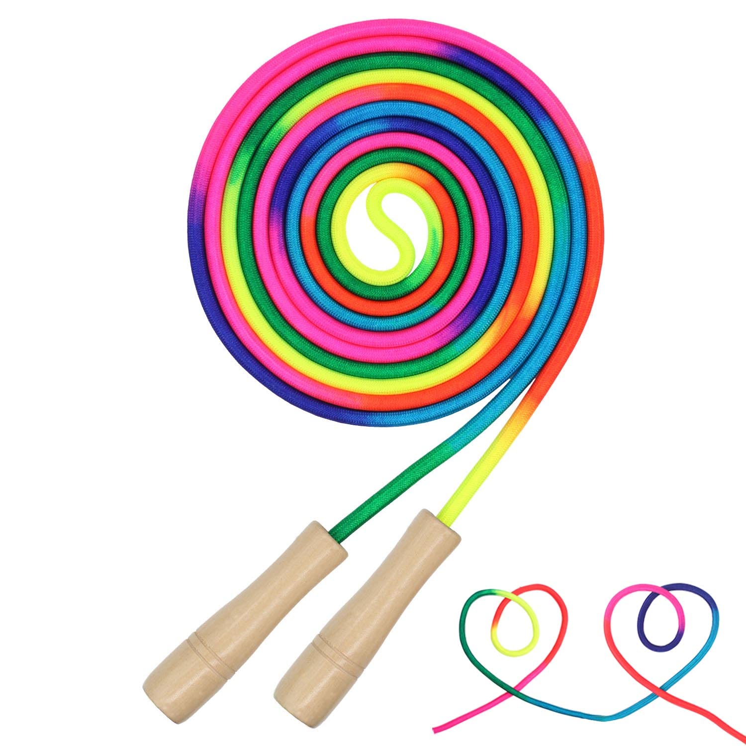 16 FT Long Jump Rope for Kids, Adjustable Double Dutch Skipping Rope with Wooden Handle, Multiplayer Team Jumping Rope for Outdoor Fun, School Sport, Party Game, Birthday Gift