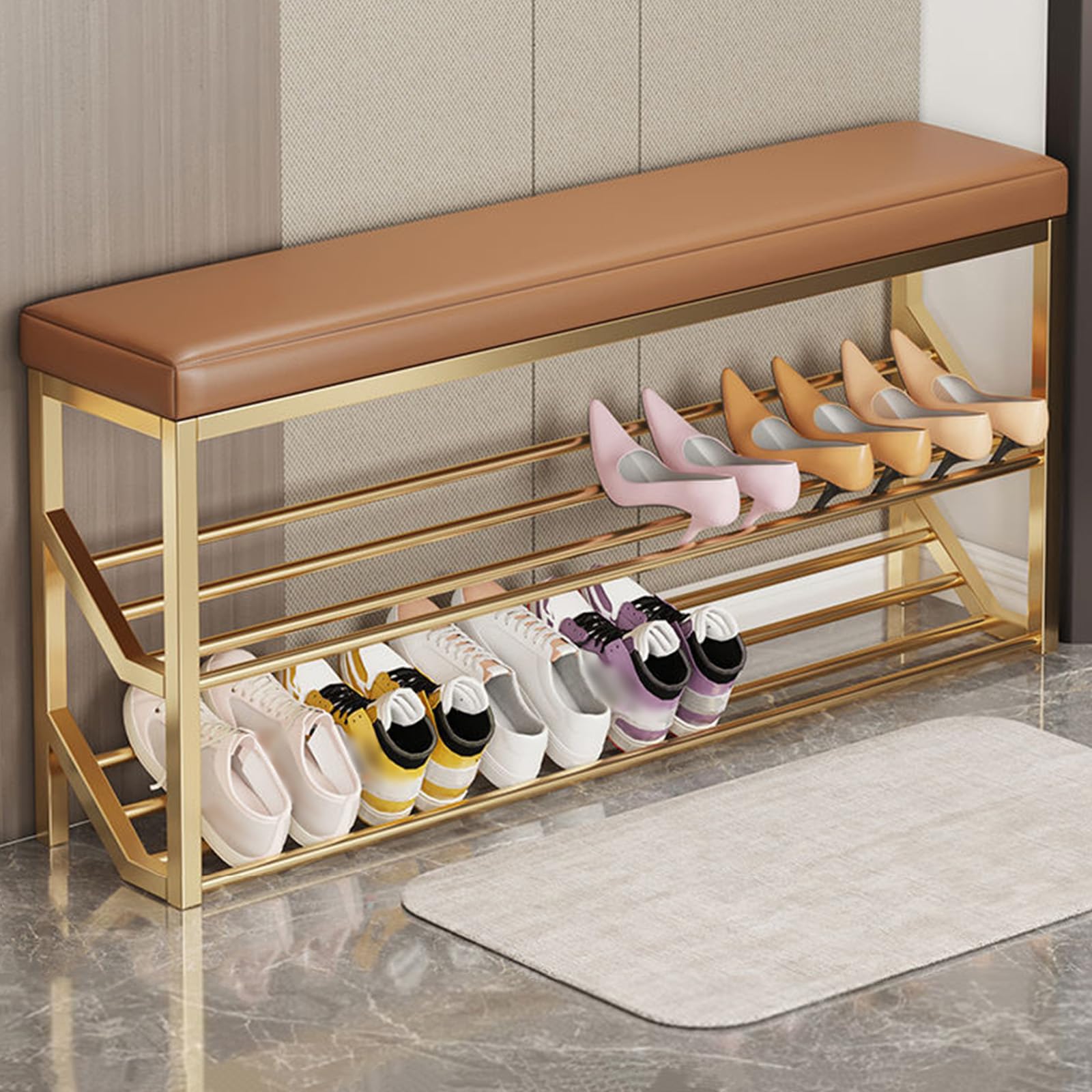 Meuble Banc à Chaussures Compact 20cm de Profondeur pour Petits Couloirs Étroits