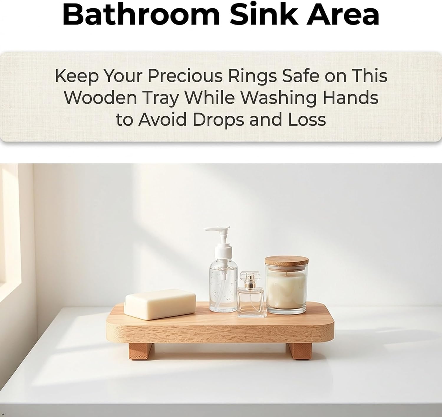 Wood Riser for Kitchen Counter,9" x 4.5" Natural Farmhouse Pedestal Tray