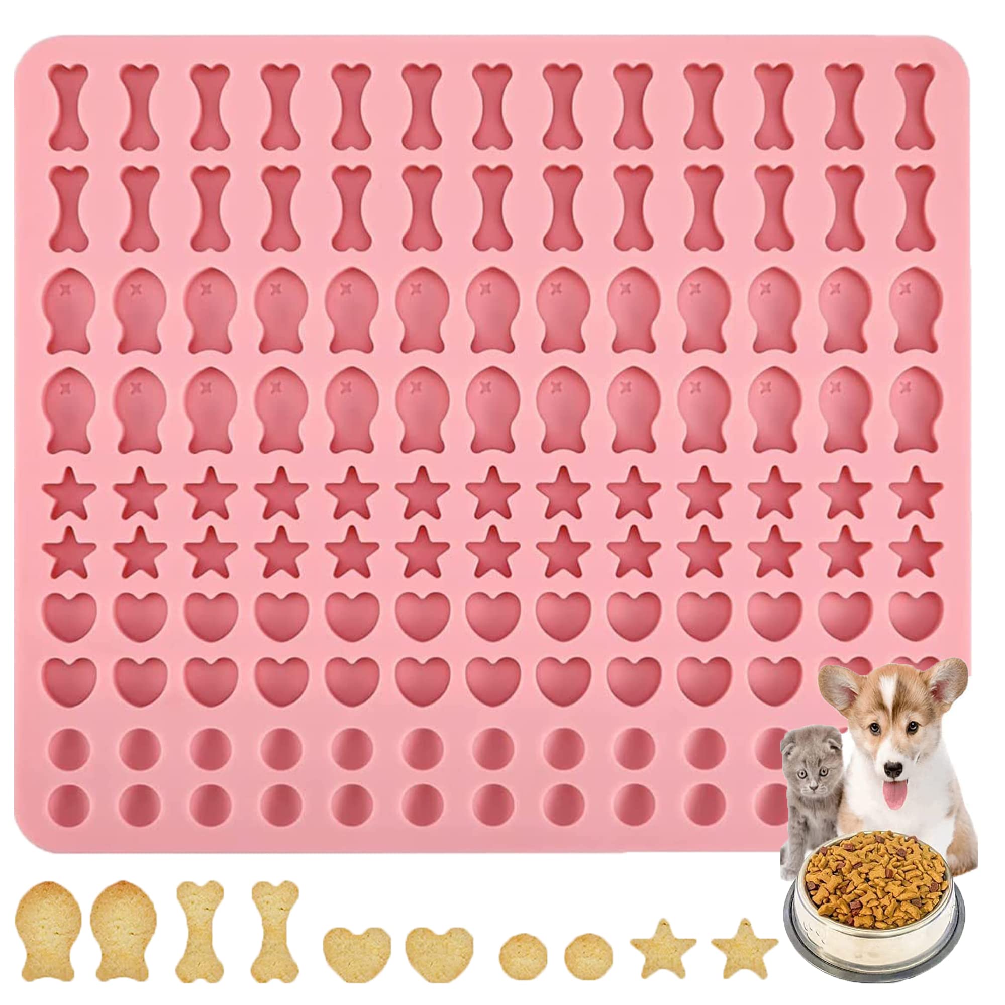 Mlying Backmatte Hundekekse Silikon 130 Gitter Silikonmatte Backform für Hundekekse 5 Formen in 1 Backform für DIY Hundekekse und Leckerlis (Rot)