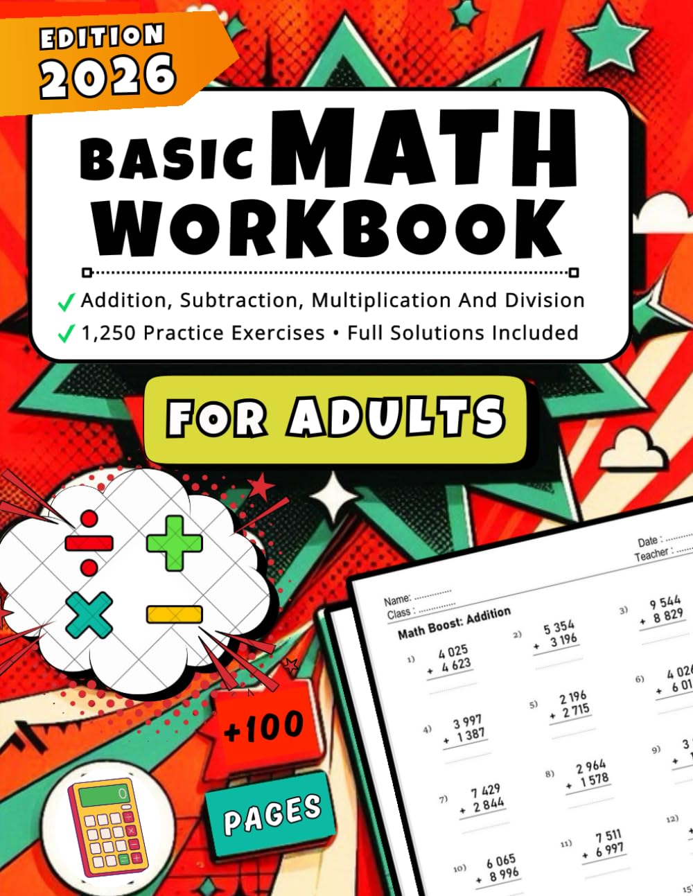 Basic Math Workbook For Adults: Over 1,250 Practice Problems with Full Answer Key