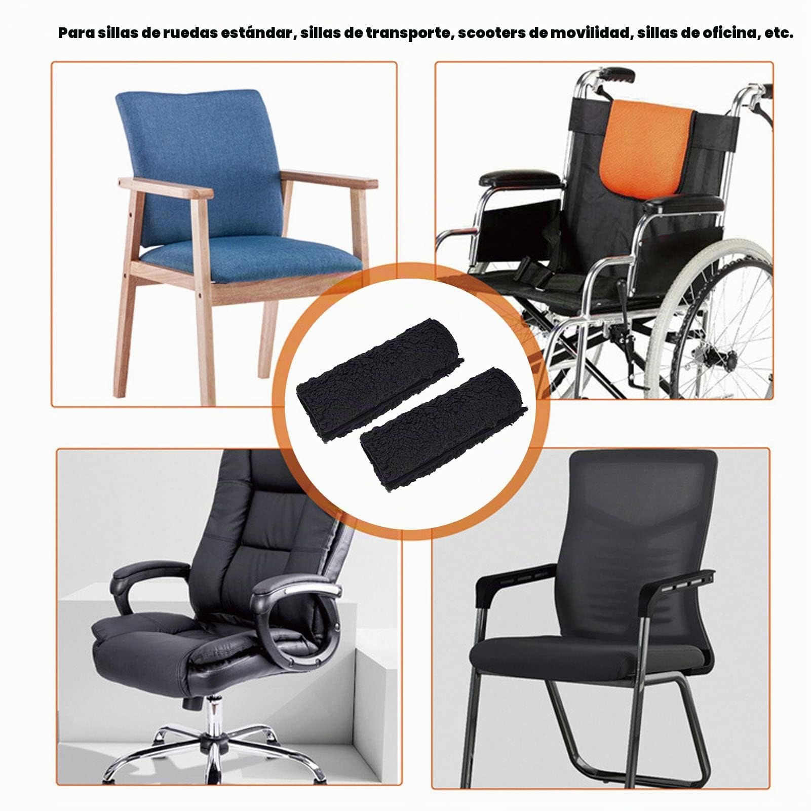 Funda para Reposabrazos, 1 Par de Fundas para Reposabrazos de Silla de Ruedas, Almohadilla para Reposabrazos para Silla de Ruedas Lavable Extraíble para Silla de Oficina Y Transporte, Sillas de Ruedas