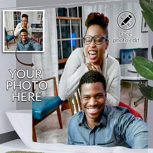 Miniatura 12 de LIVETTY Cortina de ducha personalizada, cortinas de ducha con foto personalizada, cortina de ducha personalizada de 72 x 72 pulgadas, añade tu Imagen