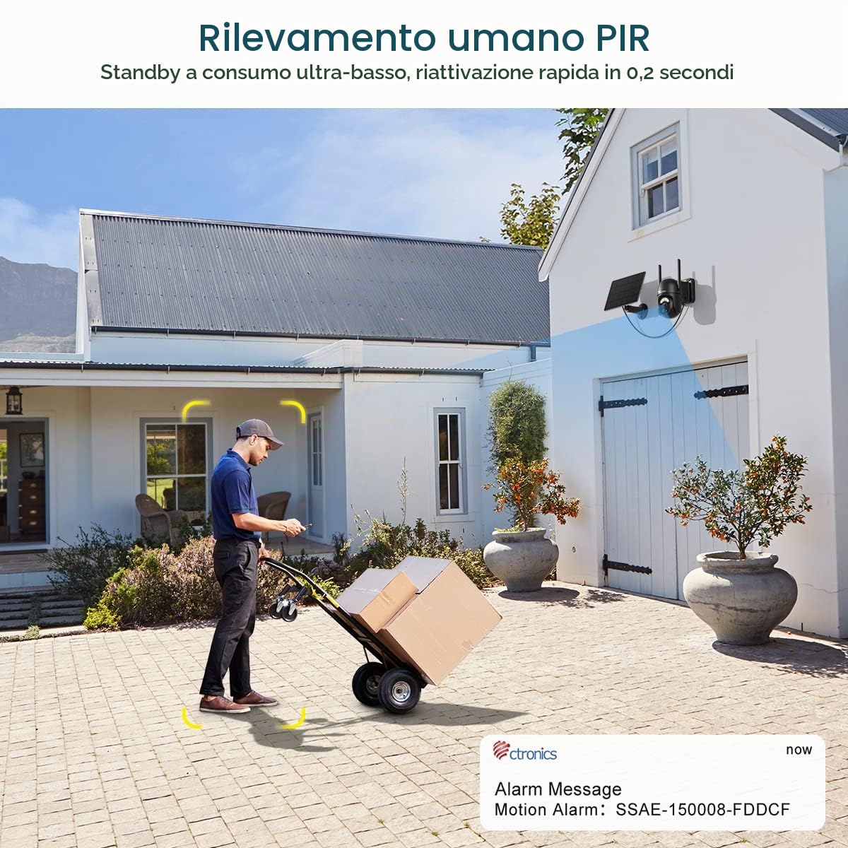 ctronics 2K 3MP Telecamera Wi-Fi Esterno Senza Fili con Batteria Pannello Solare, 2.4/5GHz WiFi Videocamera Sorveglianza Esterno Wireless, Visione Notturna, PTZ 355°Pan/95°Tilt, Rilevamento PIR | Pannello Solare, Videocamera Sorveglianza Wireless, Visione