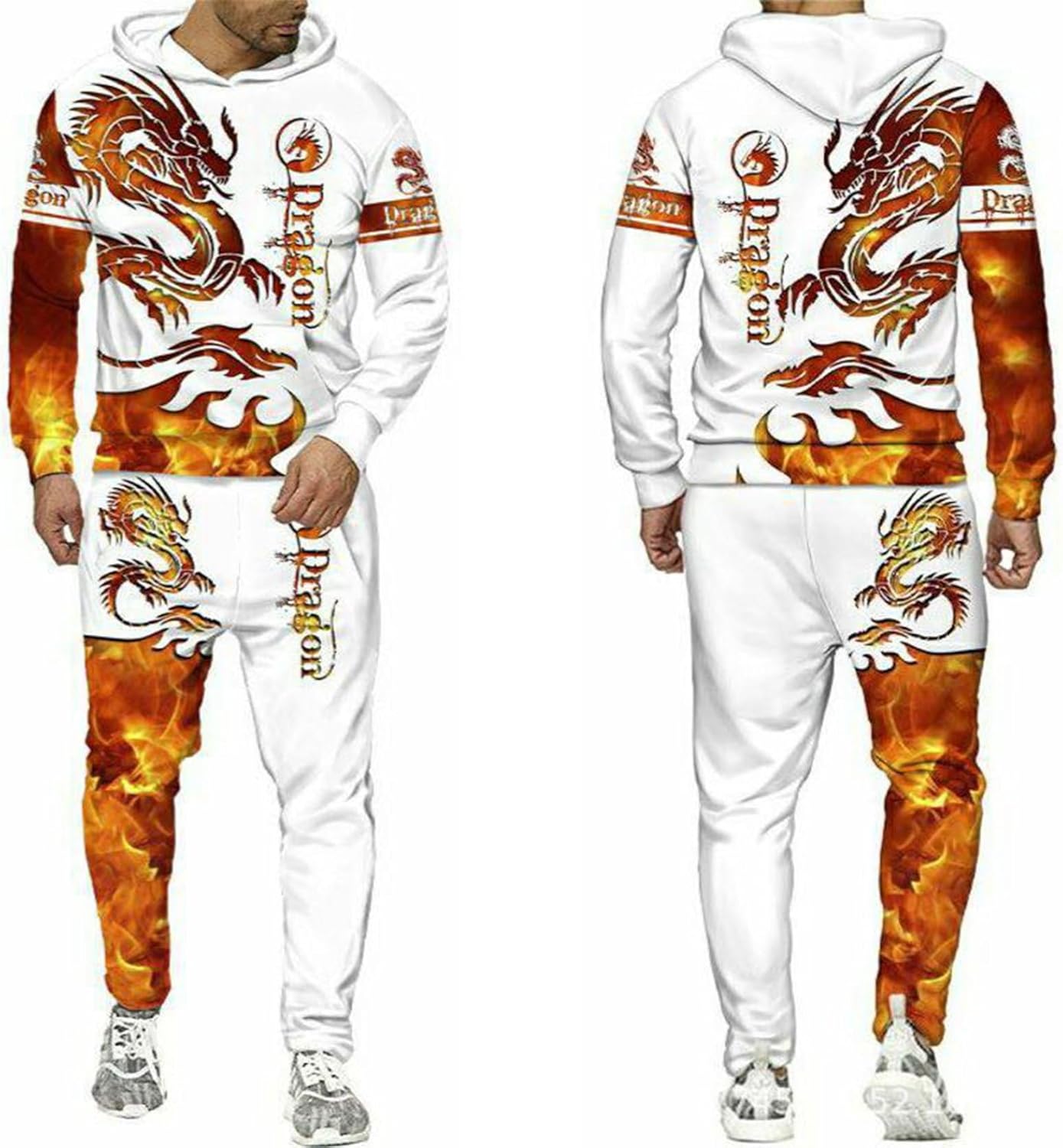 Taopagii] セットアップ 長袖 フードパーカー 龍柄 ドラゴン ジャージ メンズ 3D 上下 大きいサイズ ロングズボン [Taopagii] セットアップ 長袖 フードパーカー 龍柄 ドラゴン ジャージ メンズ 3D 上下 大きいサイズ ロングズボン